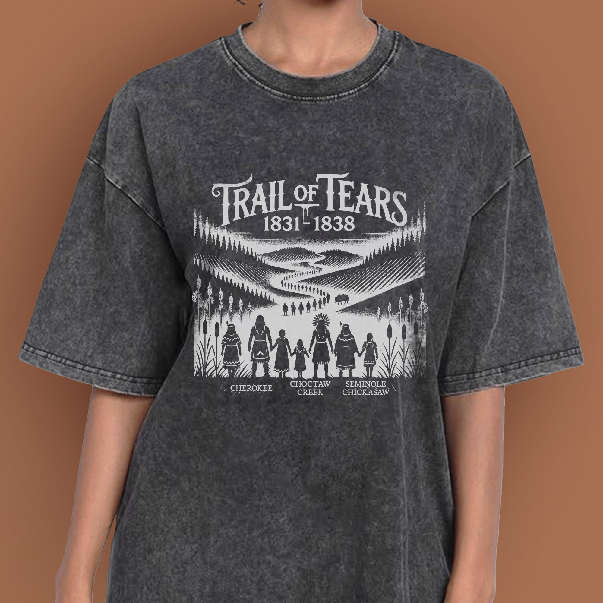 Native Spirit Trail of Tears 1831-1838 Unisex Mineral Washed T-Shirt