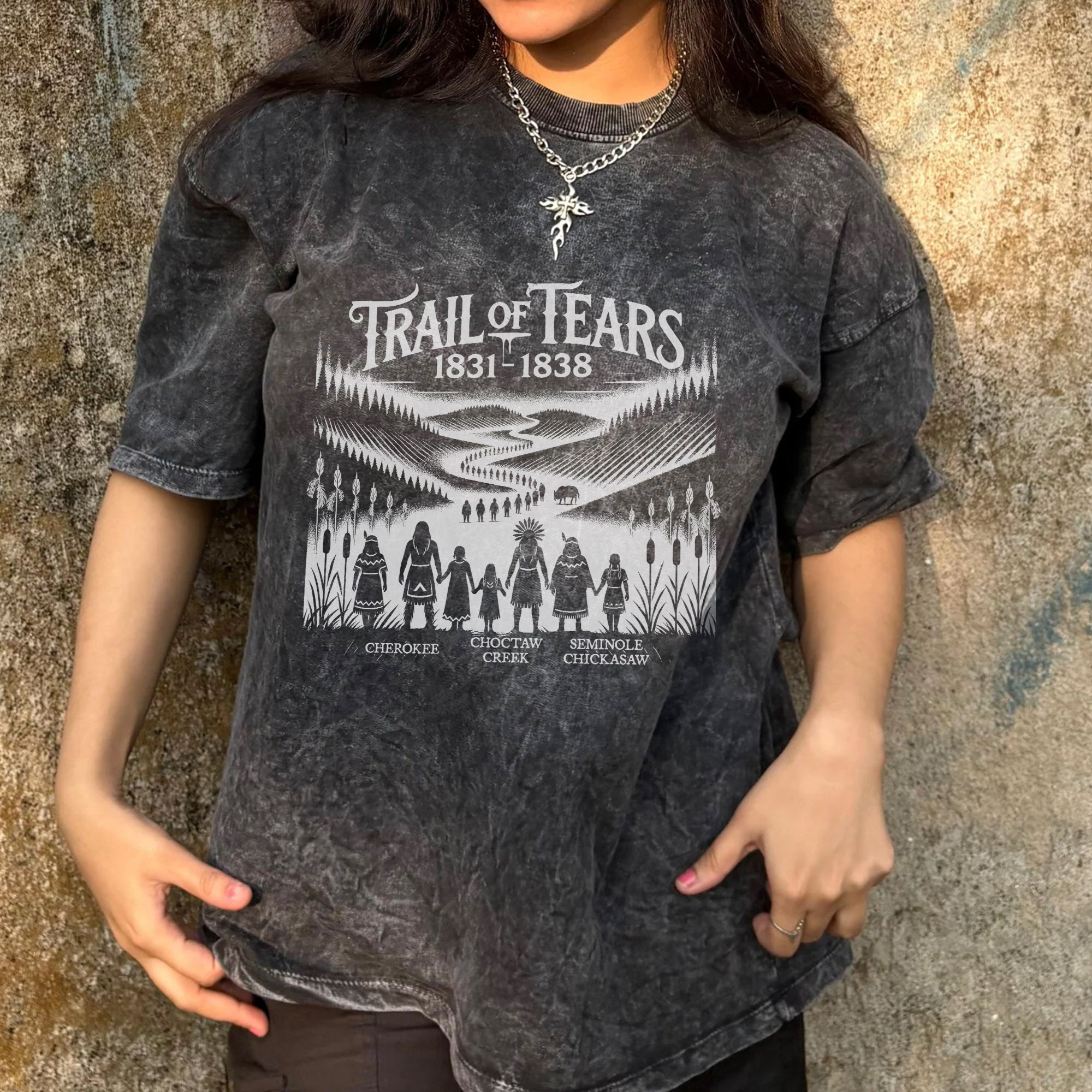 Native Spirit Trail of Tears 1831-1838 Unisex Mineral Washed T-Shirt