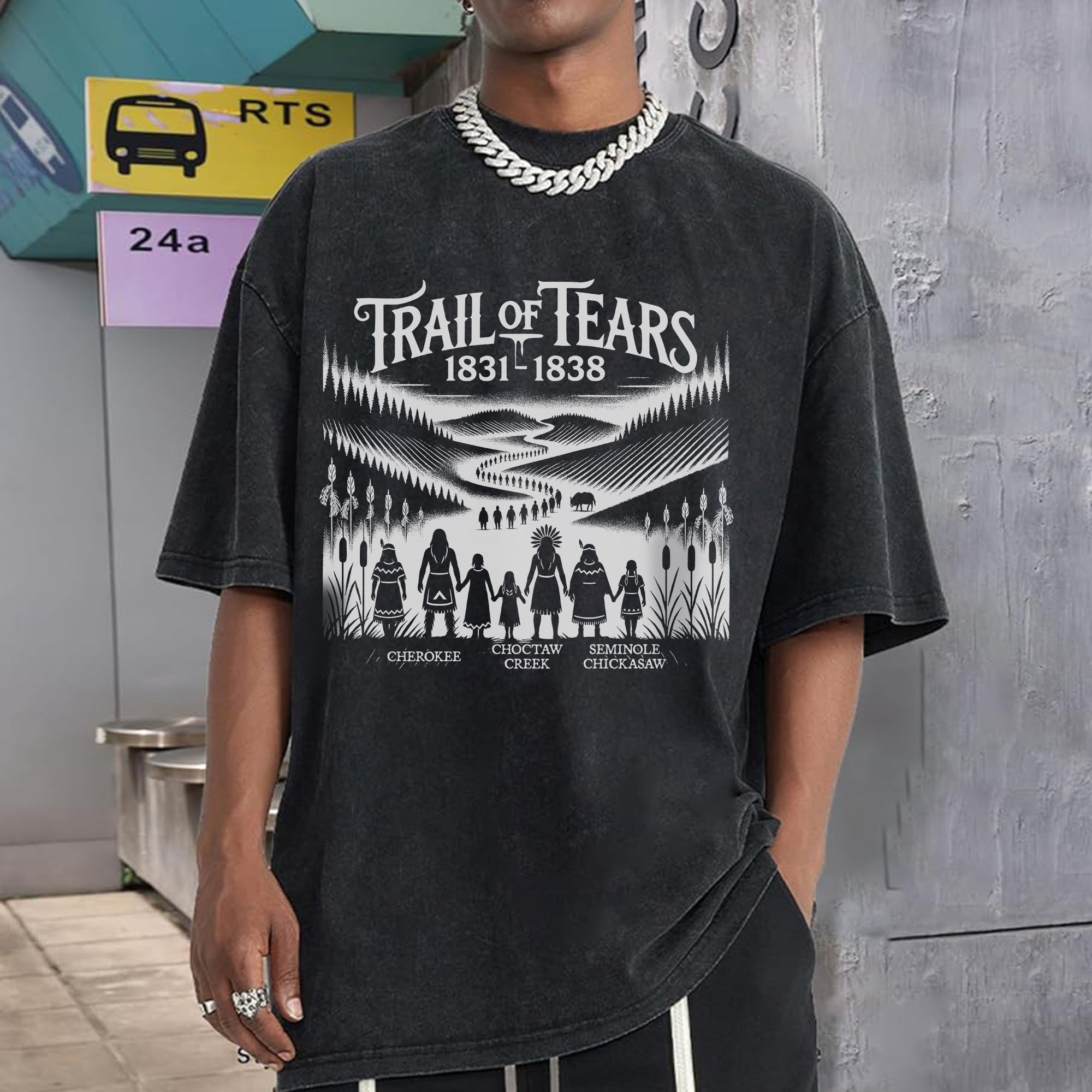 Native Spirit Trail of Tears 1831-1838 Unisex Mineral Washed T-Shirt