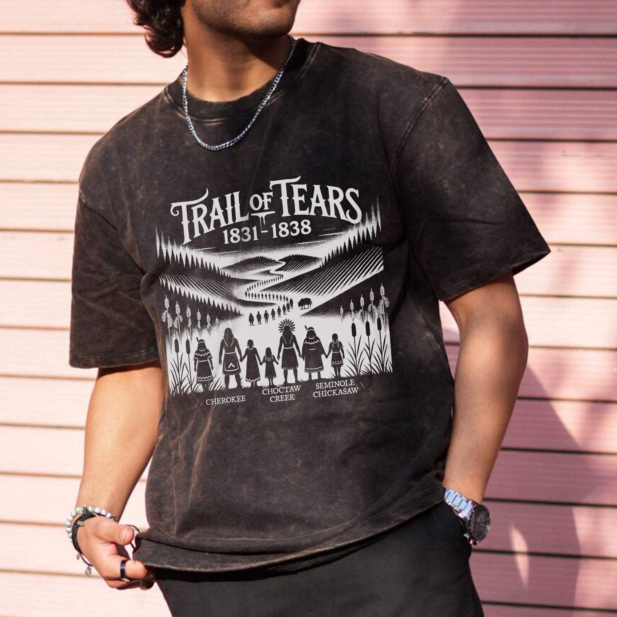 Native Spirit Trail of Tears 1831-1838 Unisex Mineral Washed T-Shirt