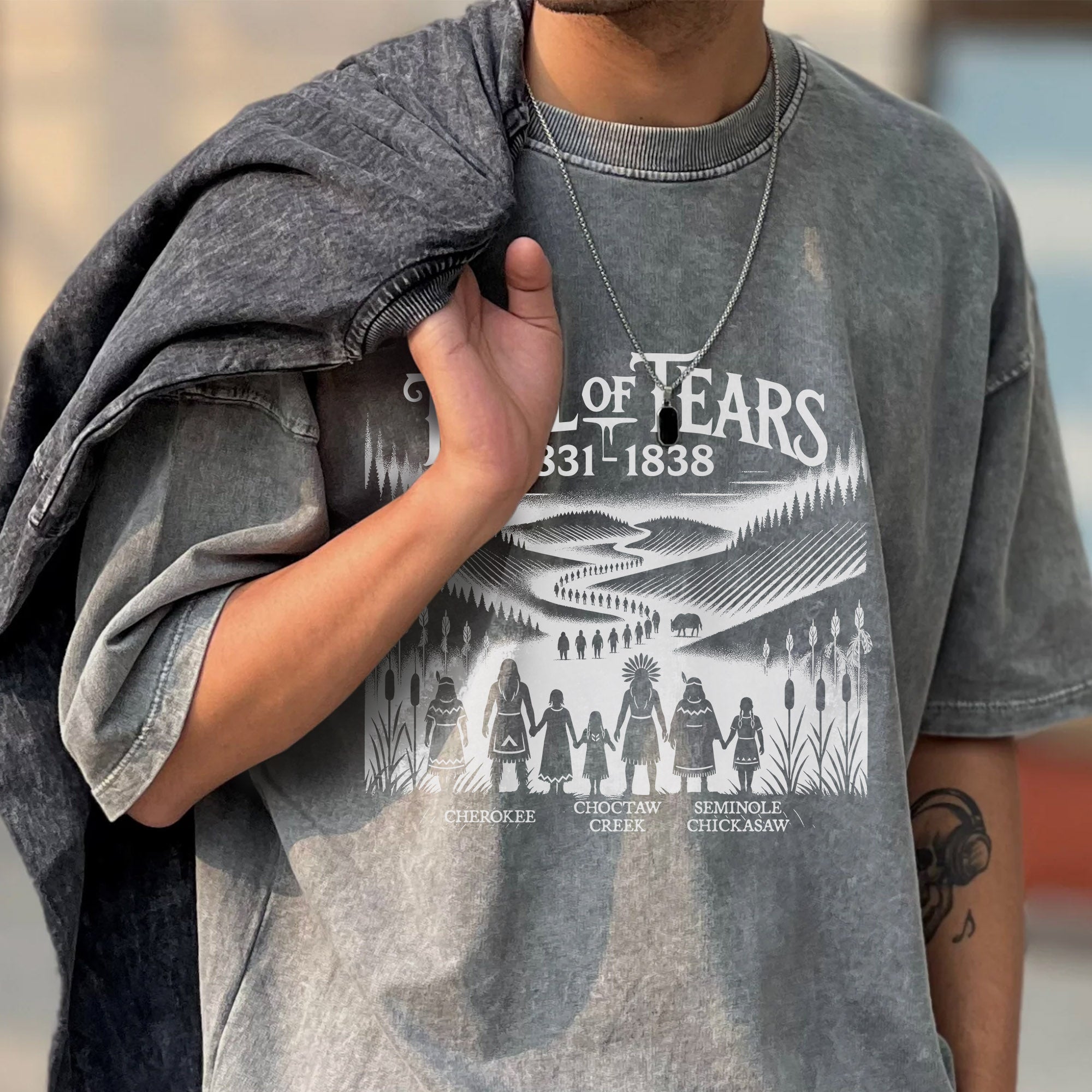 Native Spirit Trail of Tears 1831-1838 Unisex Mineral Washed T-Shirt