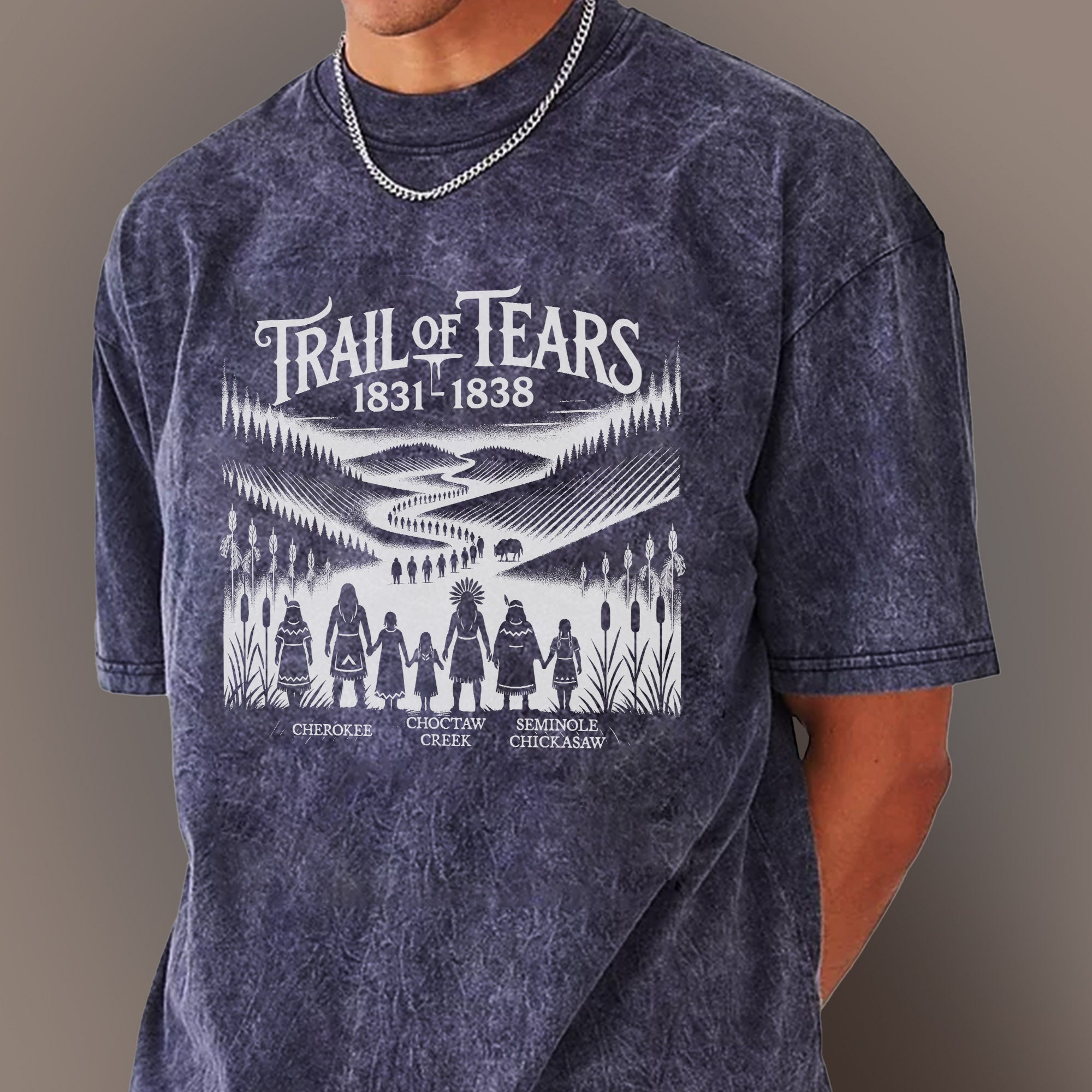 Native Spirit Trail of Tears 1831-1838 Unisex Mineral Washed T-Shirt