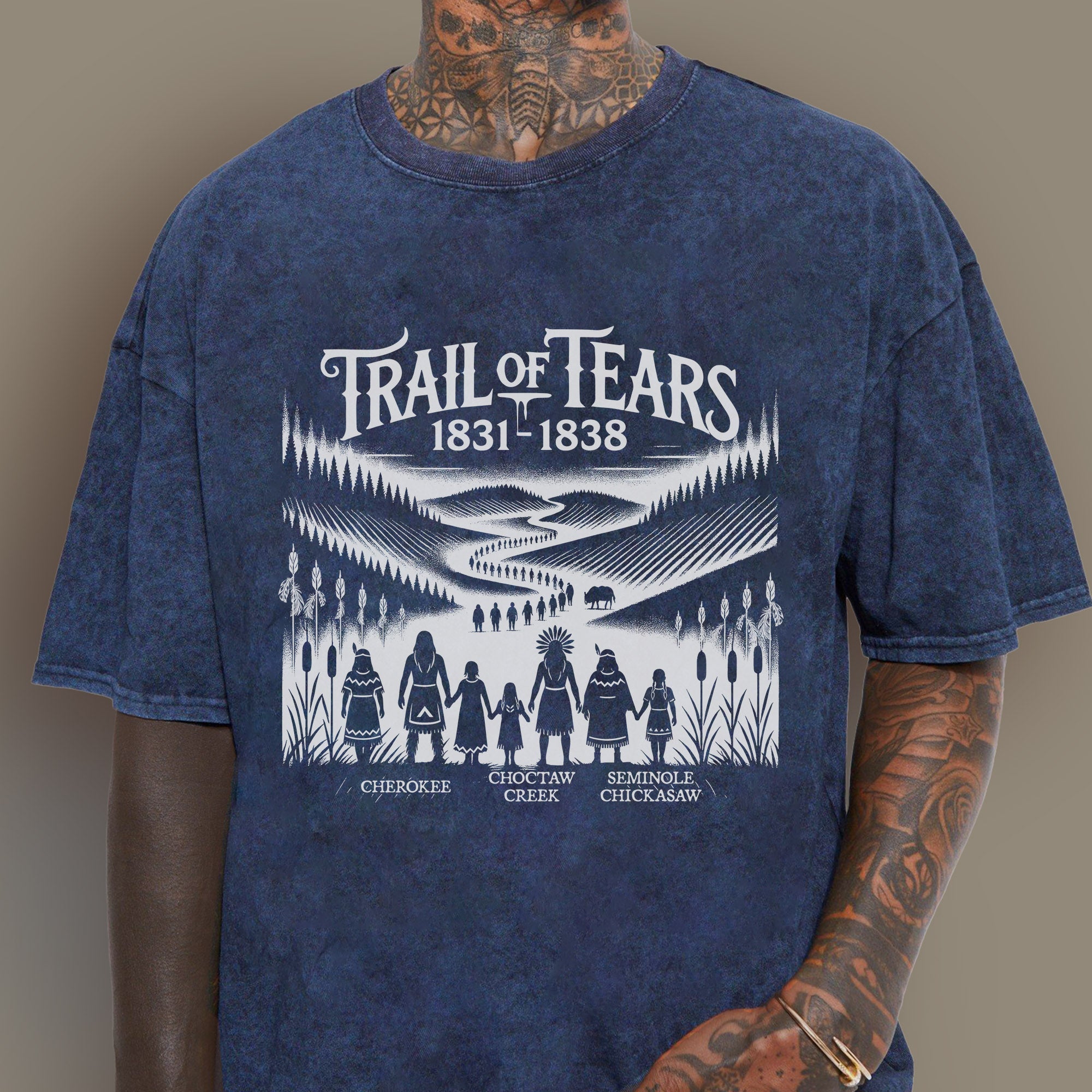 Native Spirit Trail of Tears 1831-1838 Unisex Mineral Washed T-Shirt