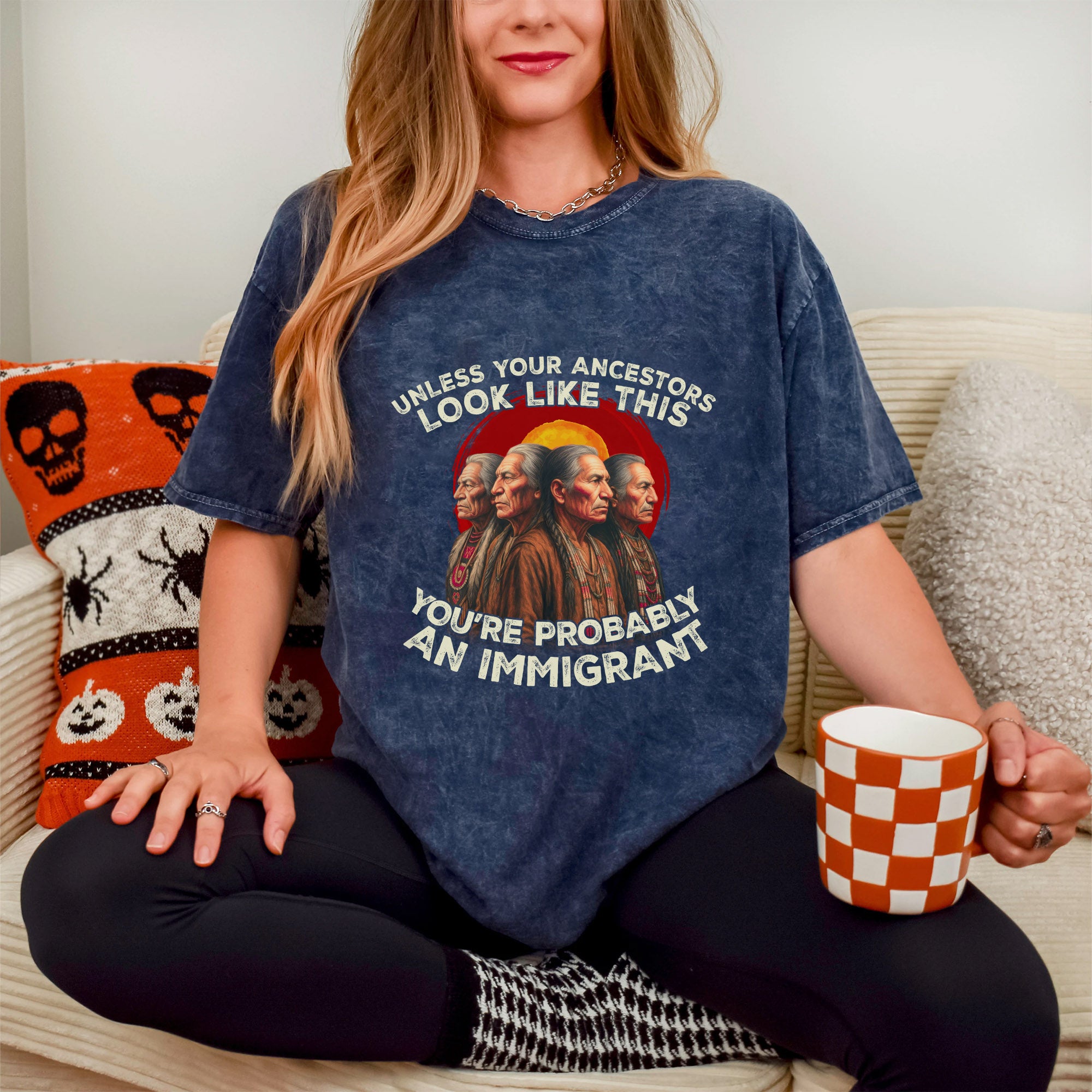 Unless Your Ancestors Look Like This, You’re Probably an Immigrant Vintage Unisex Mineral Washed T-Shirt