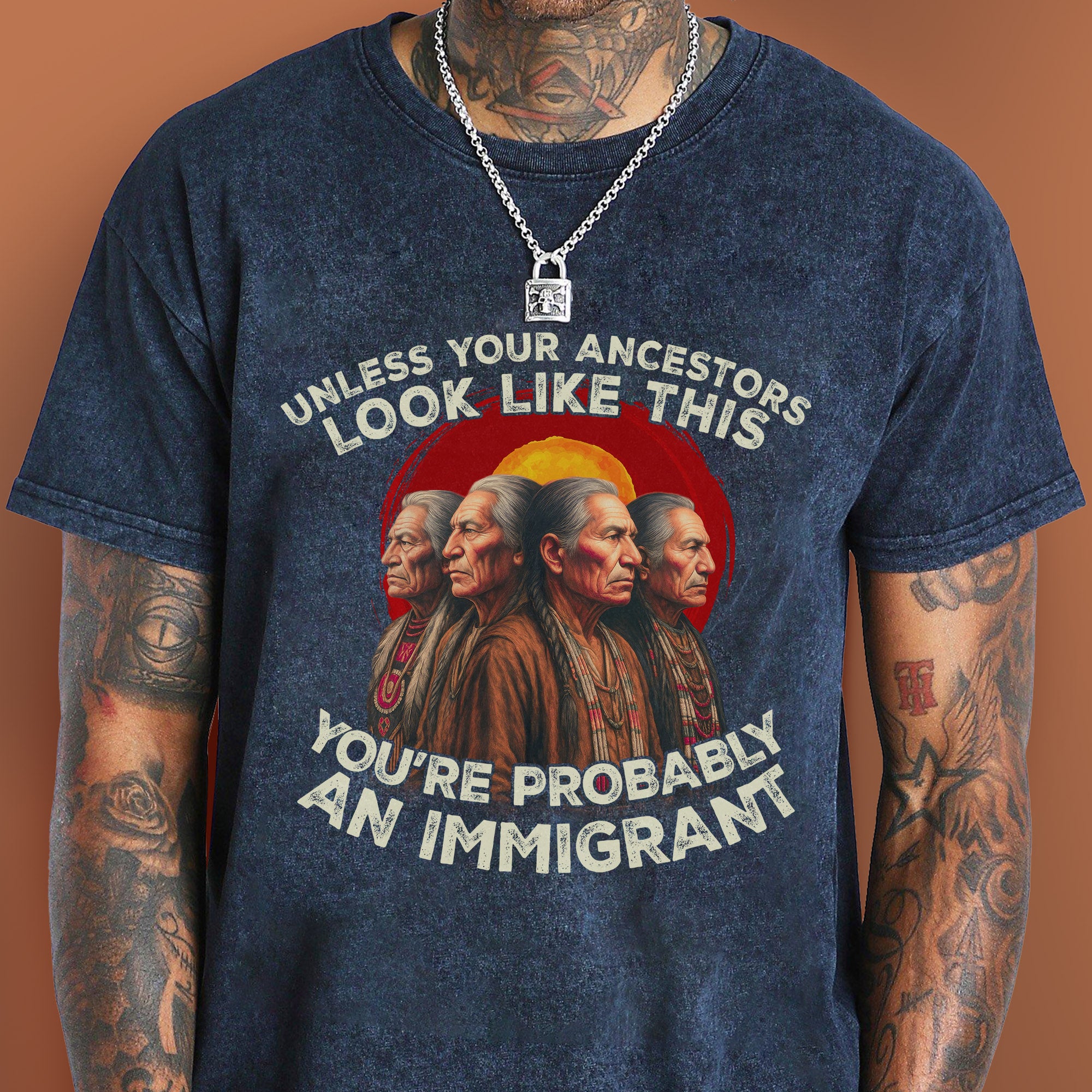 Unless Your Ancestors Look Like This, You’re Probably an Immigrant Vintage Unisex Mineral Washed T-Shirt