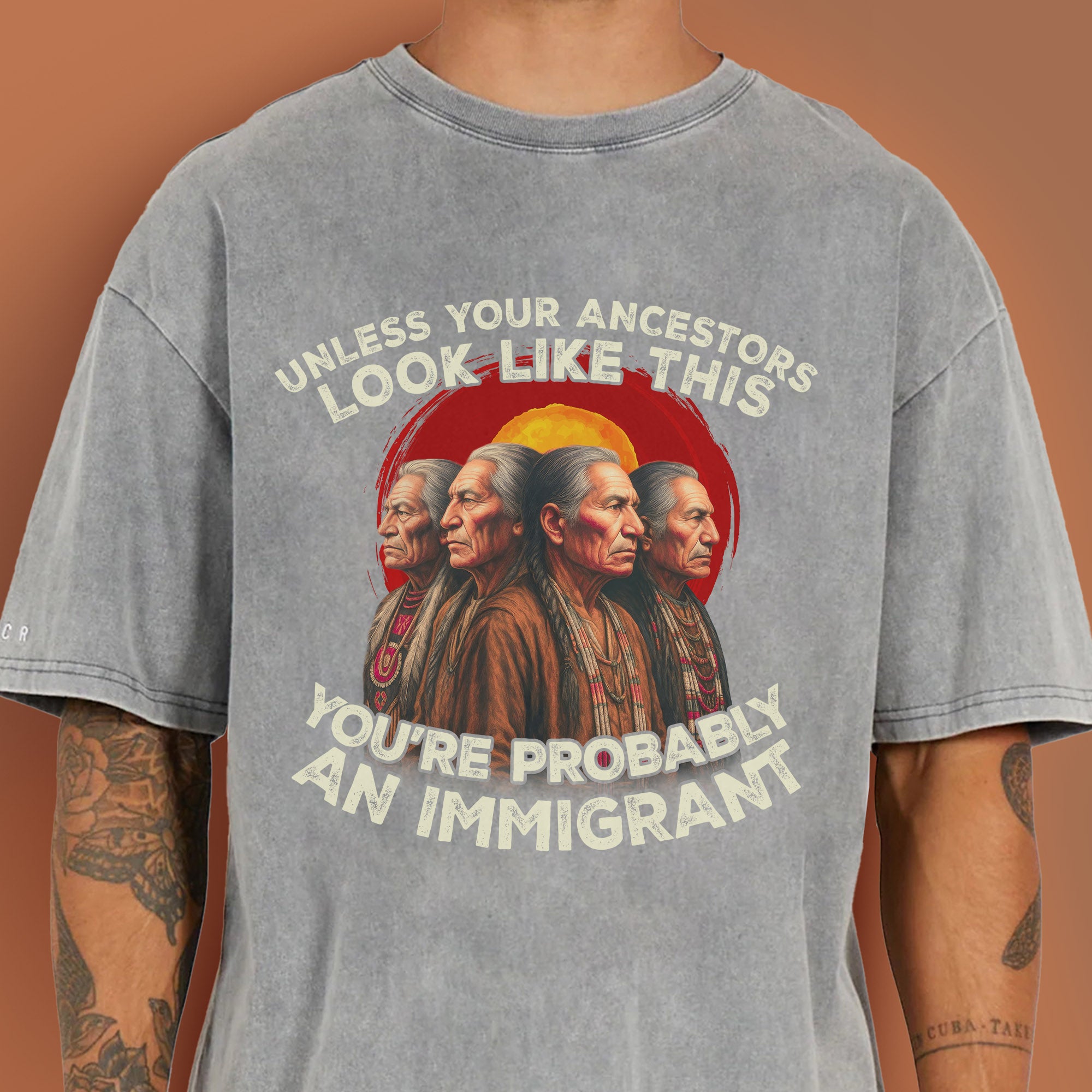 Unless Your Ancestors Look Like This, You’re Probably an Immigrant Vintage Unisex Mineral Washed T-Shirt