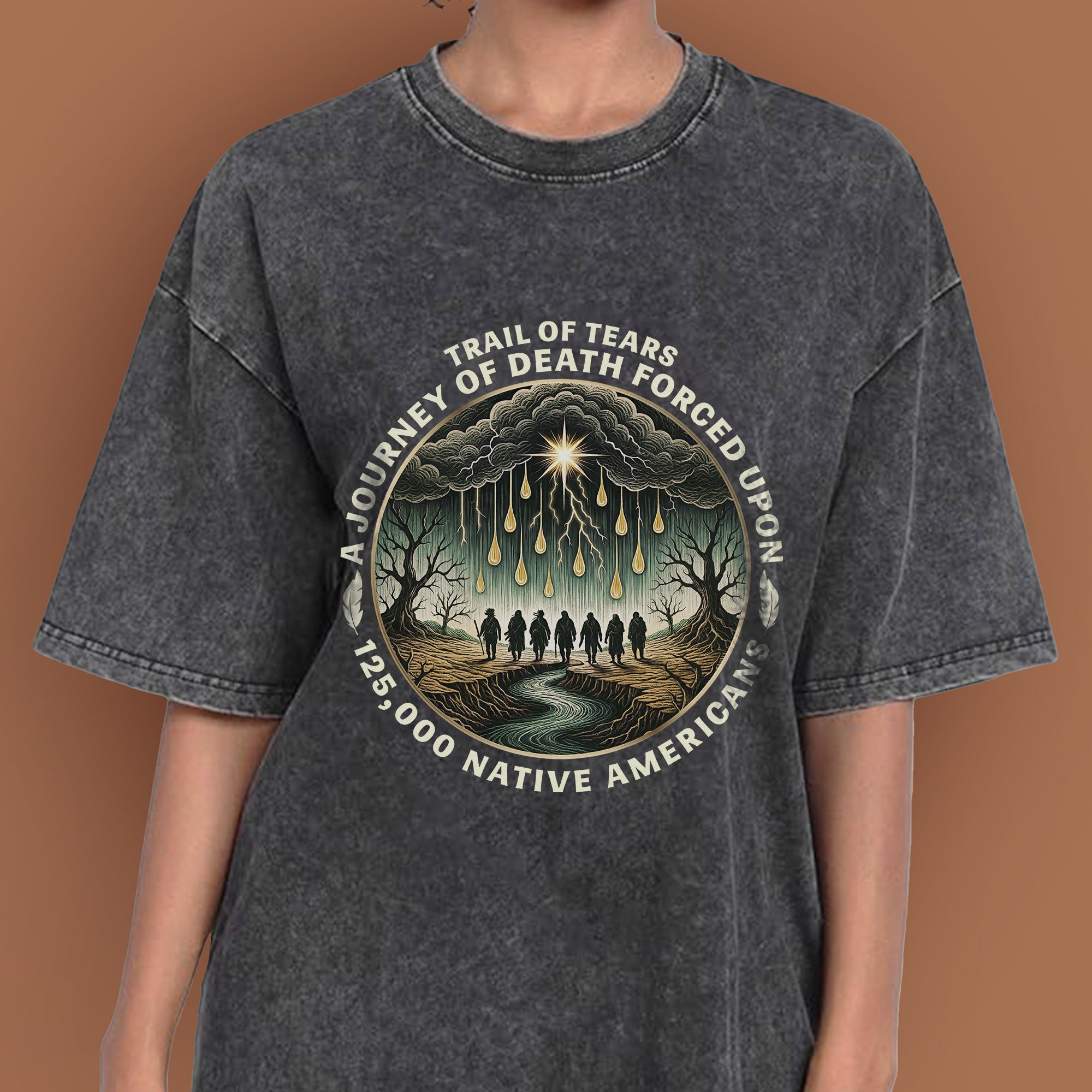 Trail of Tears Forced Journey Native American Tribute Unisex Mineral Washed T-Shirt
