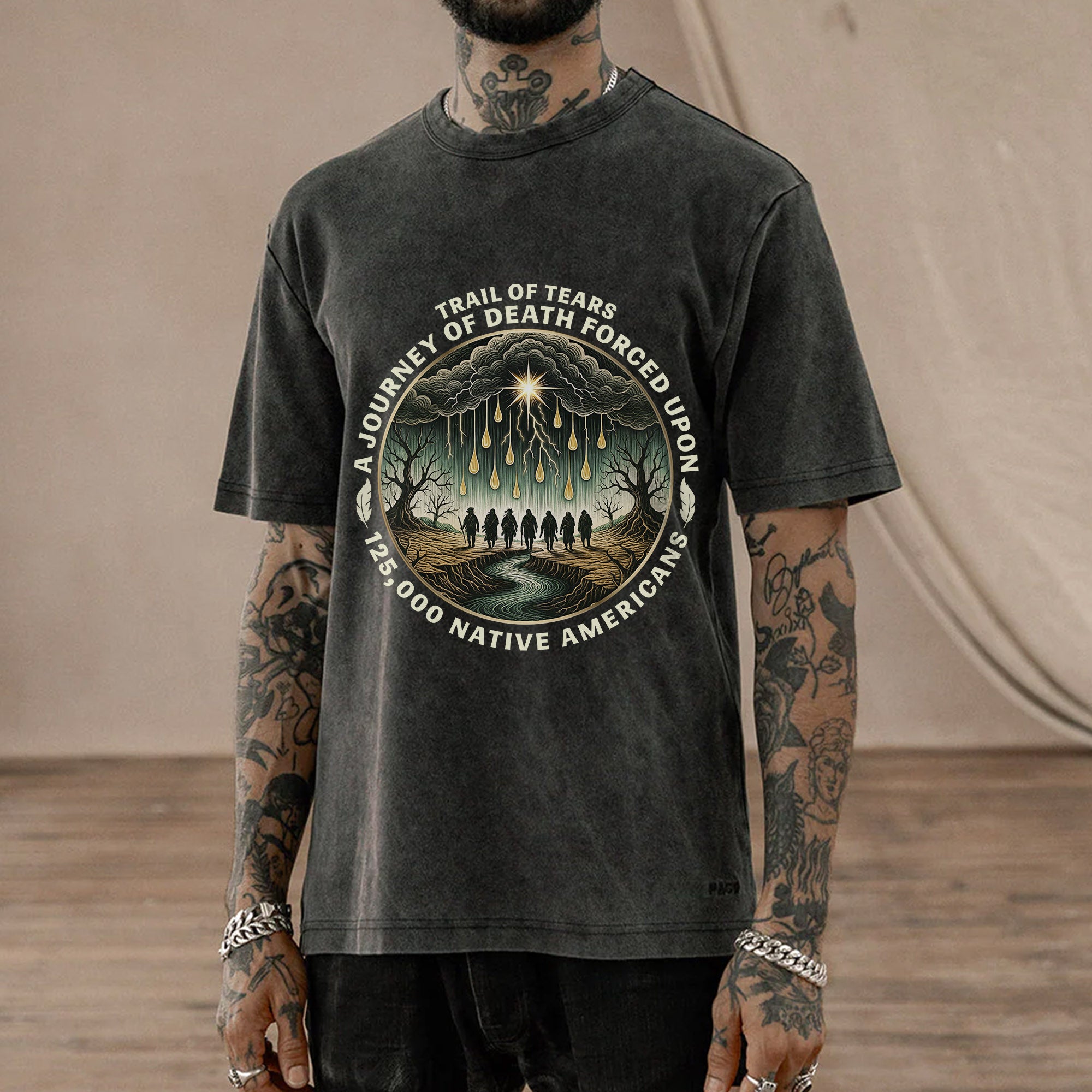 Trail of Tears Forced Journey Native American Tribute Unisex Mineral Washed T-Shirt