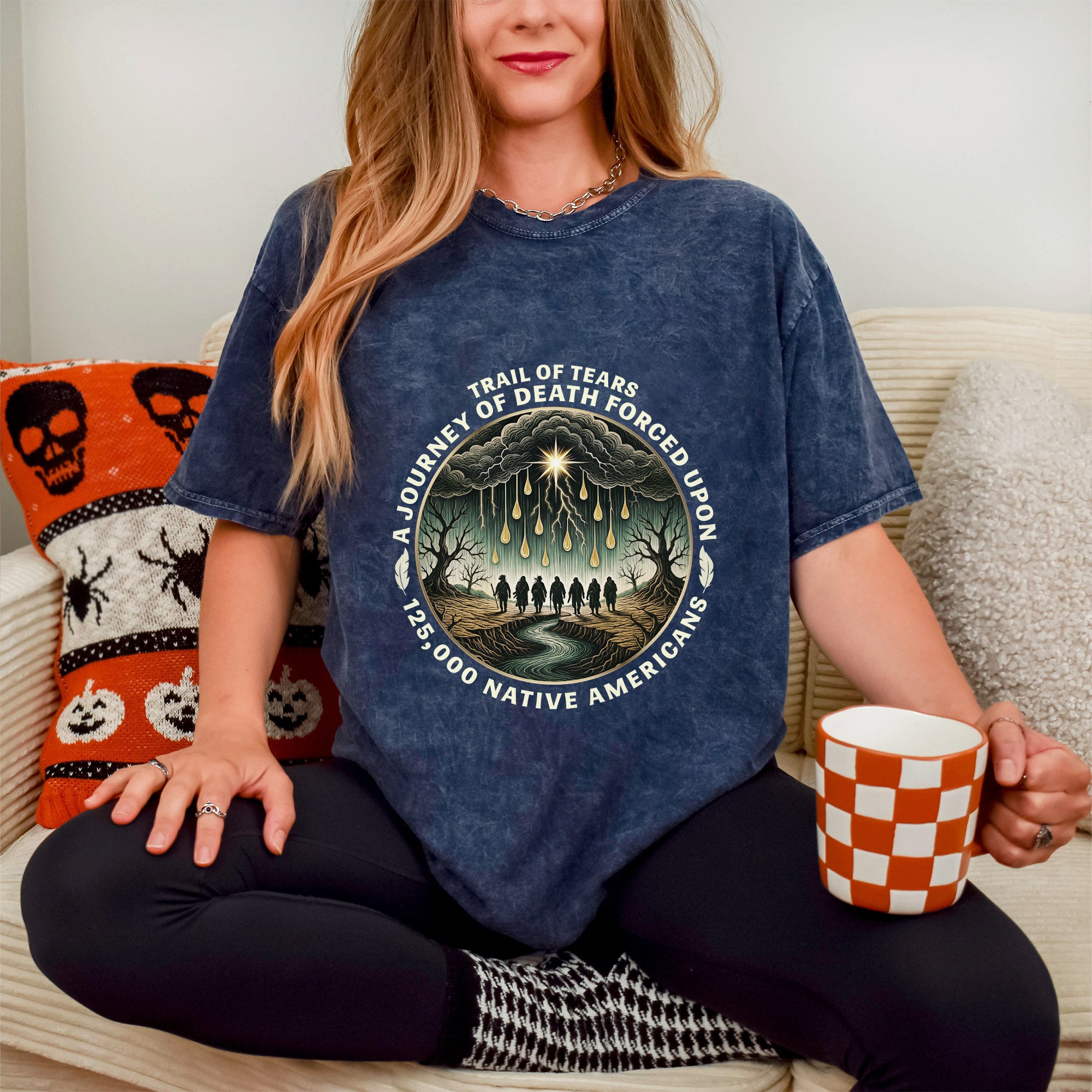 Trail of Tears Forced Journey Native American Tribute Unisex Mineral Washed T-Shirt