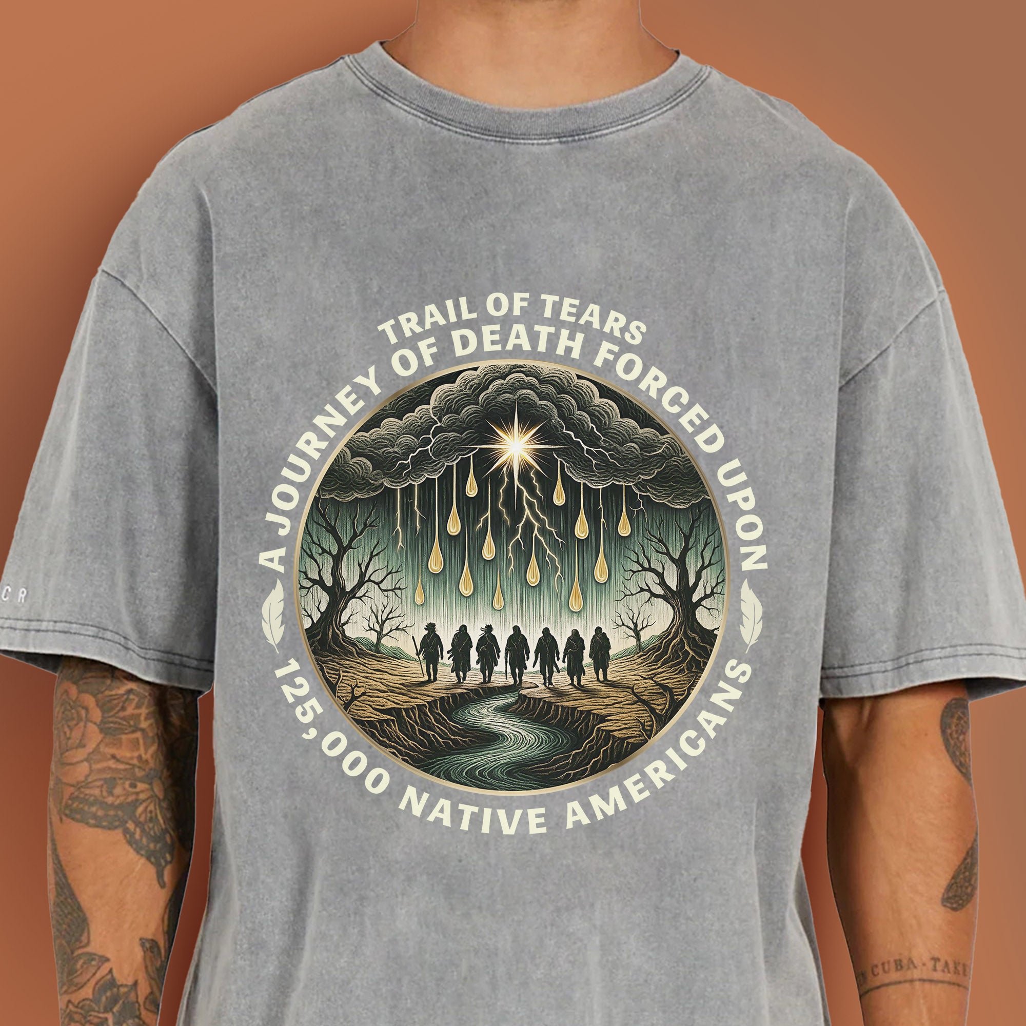 Trail of Tears Forced Journey Native American Tribute Unisex Mineral Washed T-Shirt