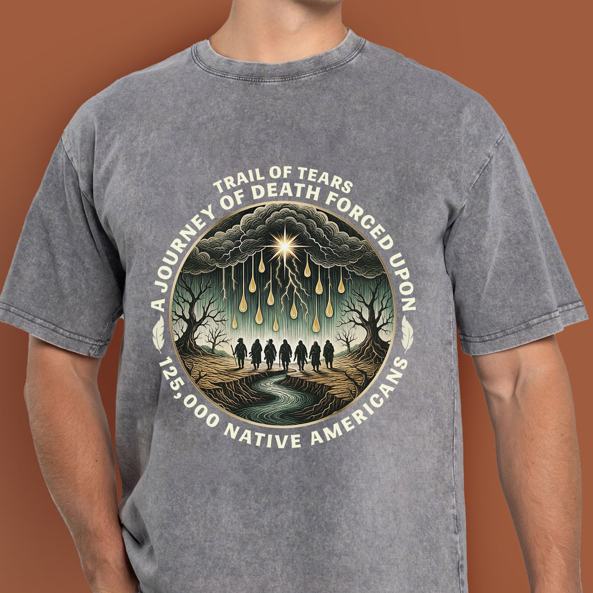 Trail of Tears Forced Journey Native American Tribute Unisex Mineral Washed T-Shirt