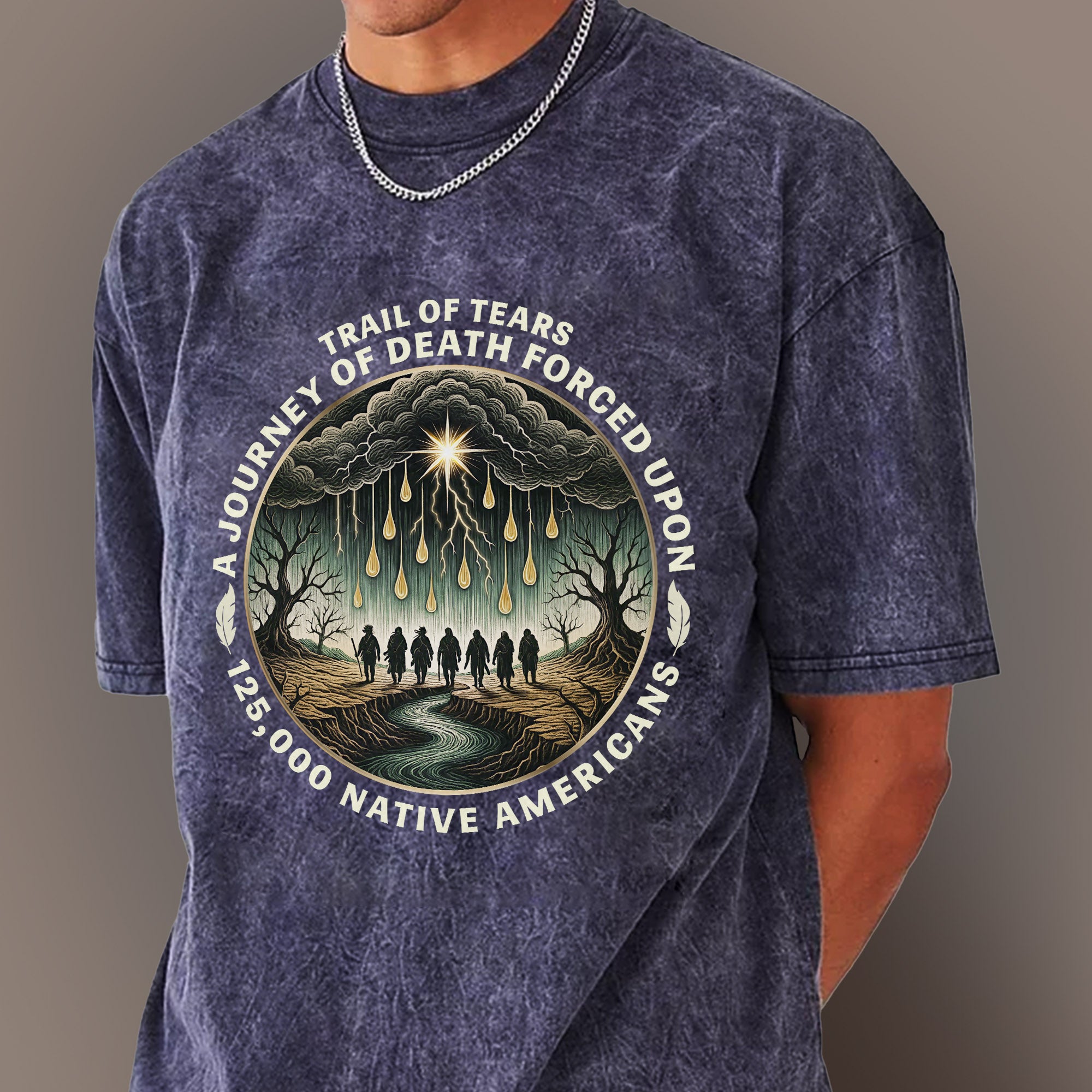 Trail of Tears Forced Journey Native American Tribute Unisex Mineral Washed T-Shirt