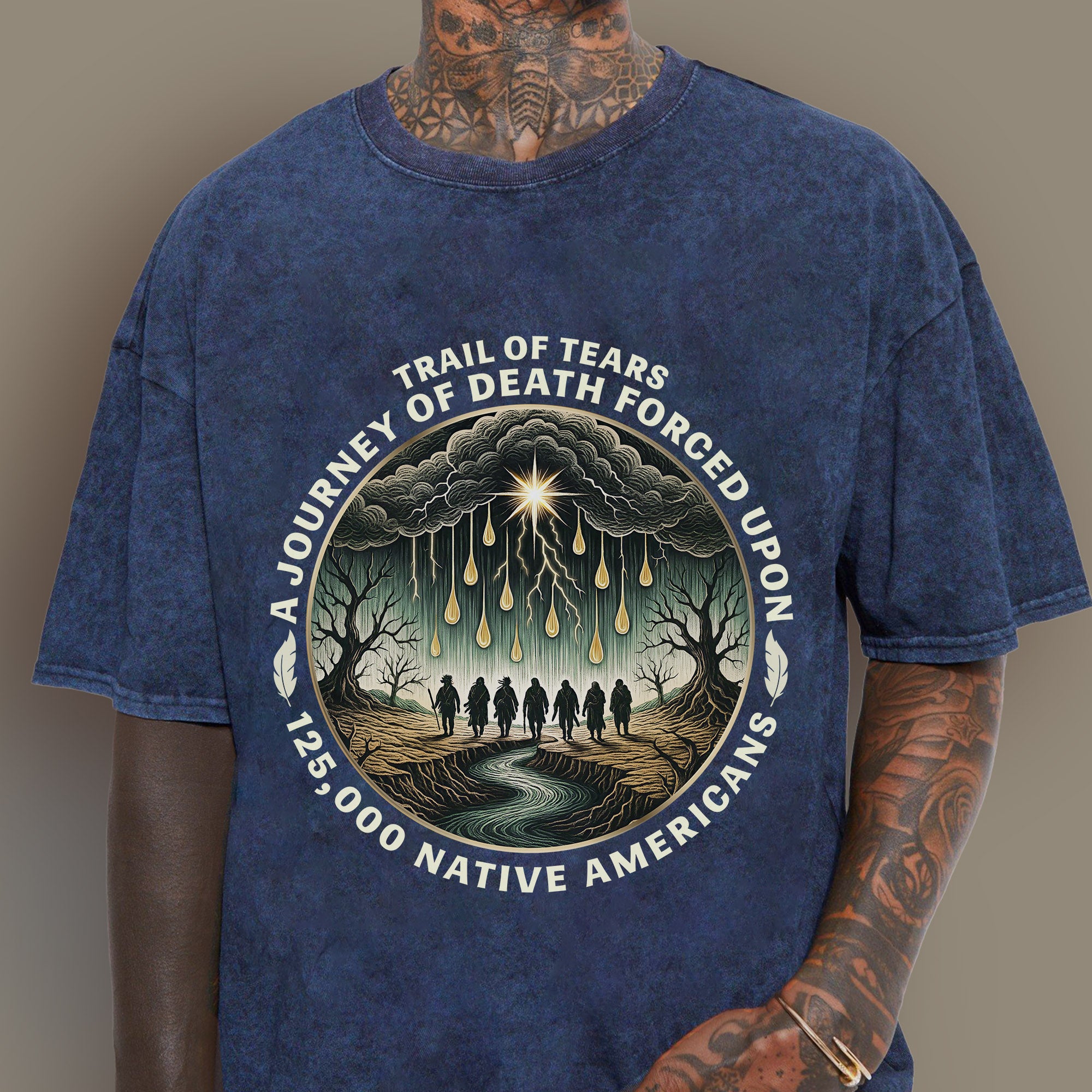 Trail of Tears Forced Journey Native American Tribute Unisex Mineral Washed T-Shirt