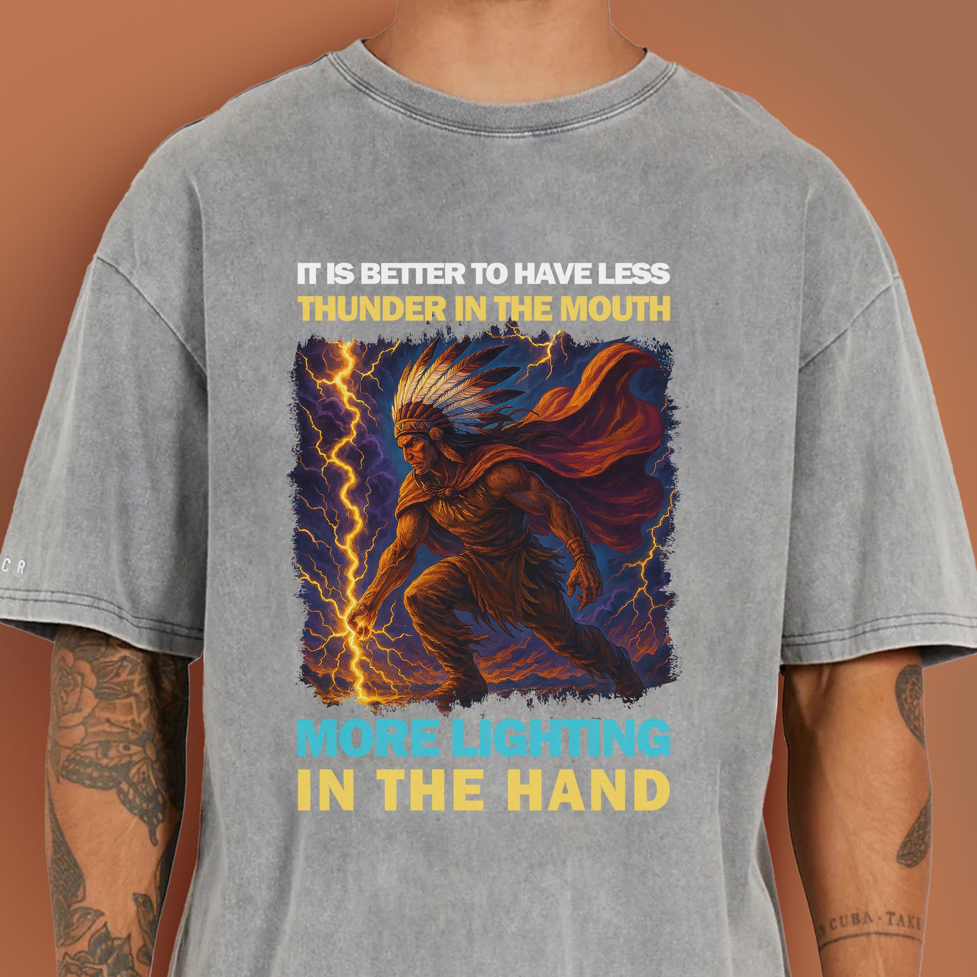 It Is Better To Have Less Thunder In The Mouth More Lighting In The Hand Unisex Mineral Washed T-Shirt