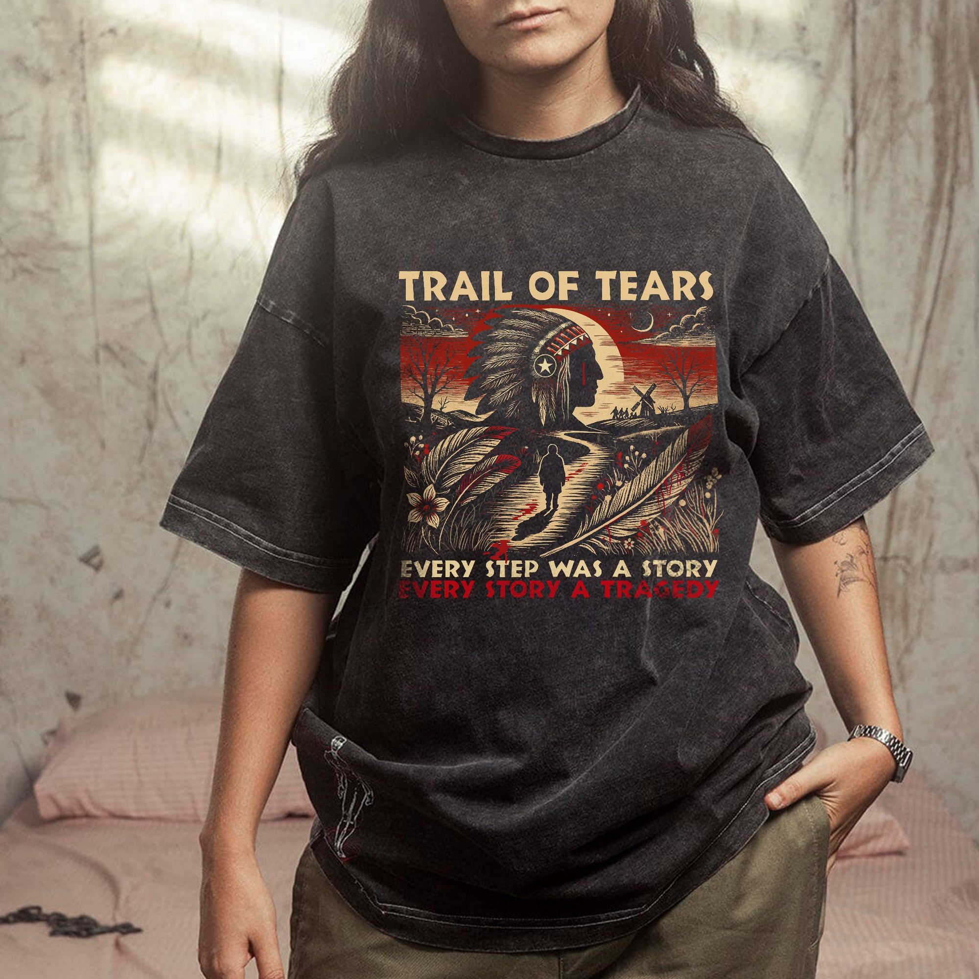 Trail of Tears T-Shirt – Powerful Native American Tribute Unisex Mineral Washed T-Shirt