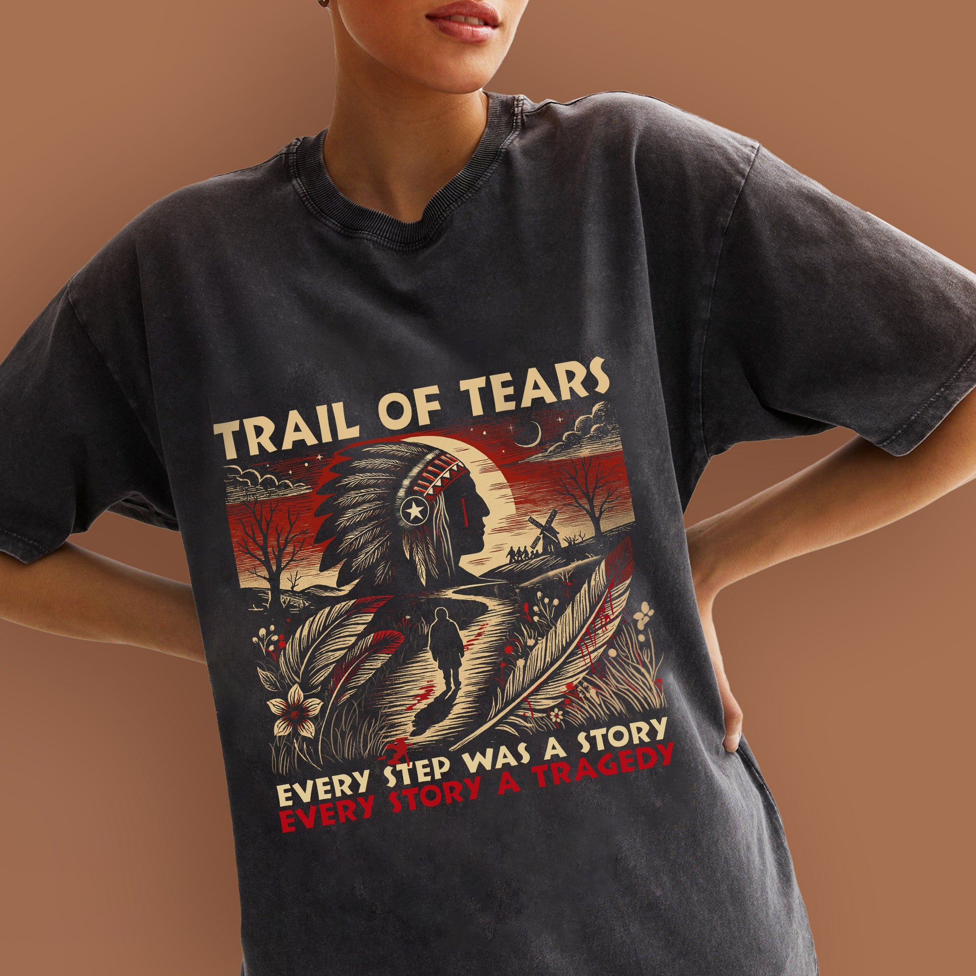 Trail of Tears T-Shirt – Powerful Native American Tribute Unisex Mineral Washed T-Shirt