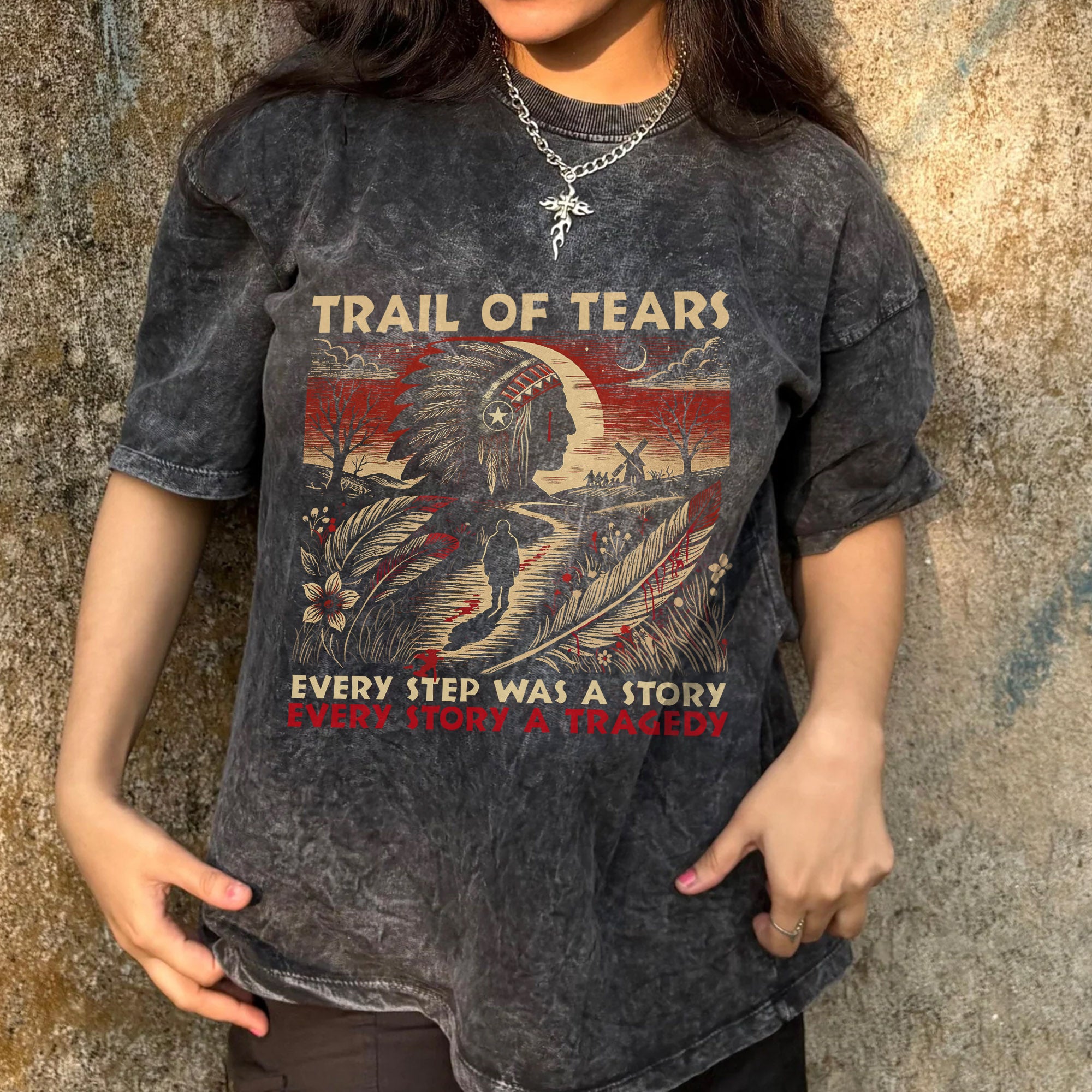 Trail of Tears T-Shirt – Powerful Native American Tribute Unisex Mineral Washed T-Shirt