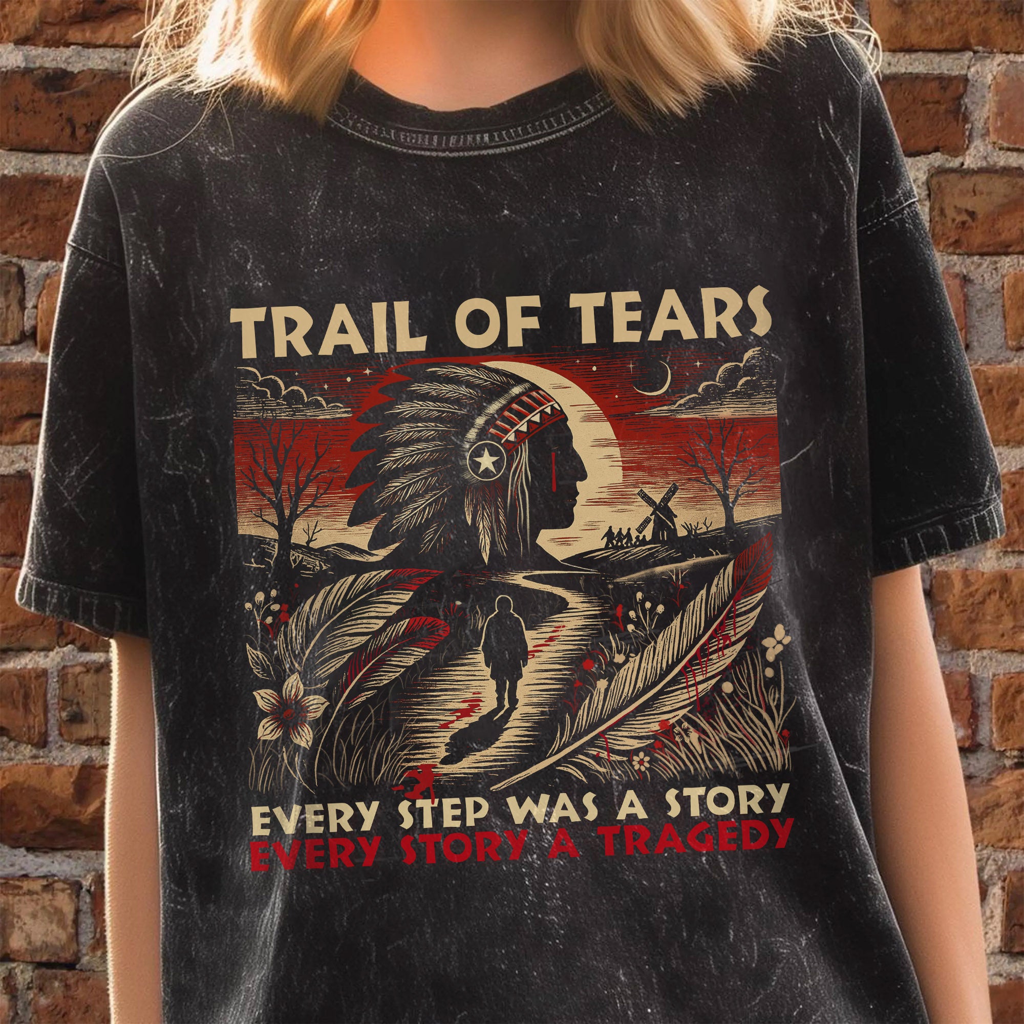 Trail of Tears T-Shirt – Powerful Native American Tribute Unisex Mineral Washed T-Shirt