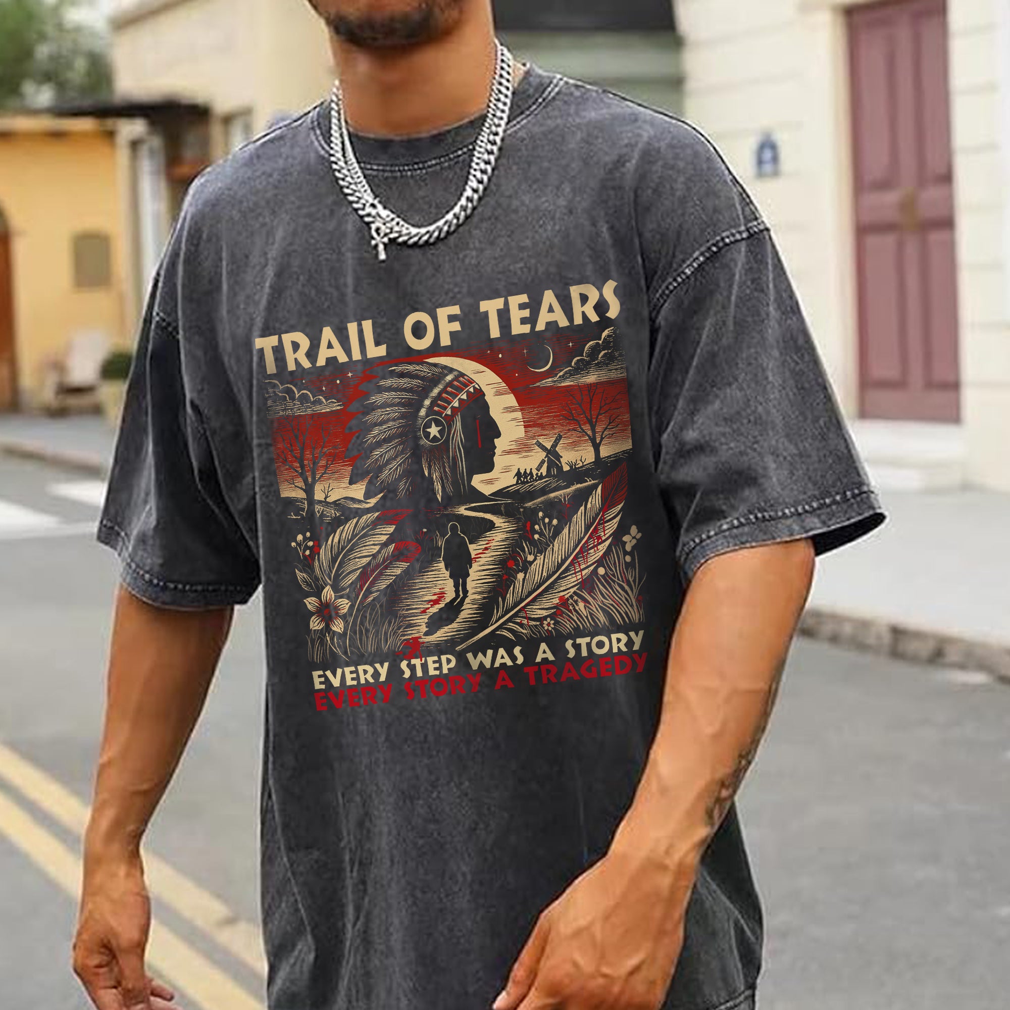 Trail of Tears T-Shirt – Powerful Native American Tribute Unisex Mineral Washed T-Shirt