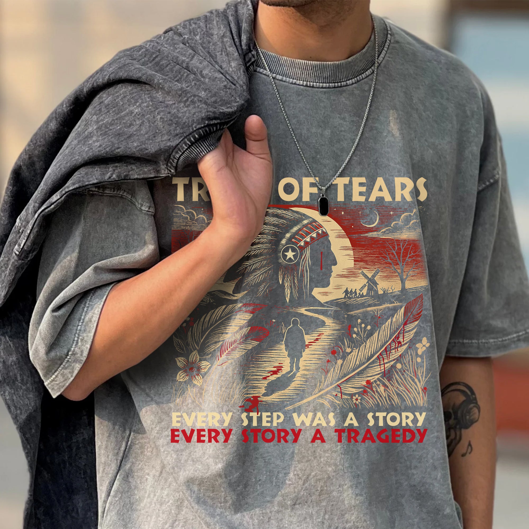 Trail of Tears T-Shirt – Powerful Native American Tribute Unisex Mineral Washed T-Shirt