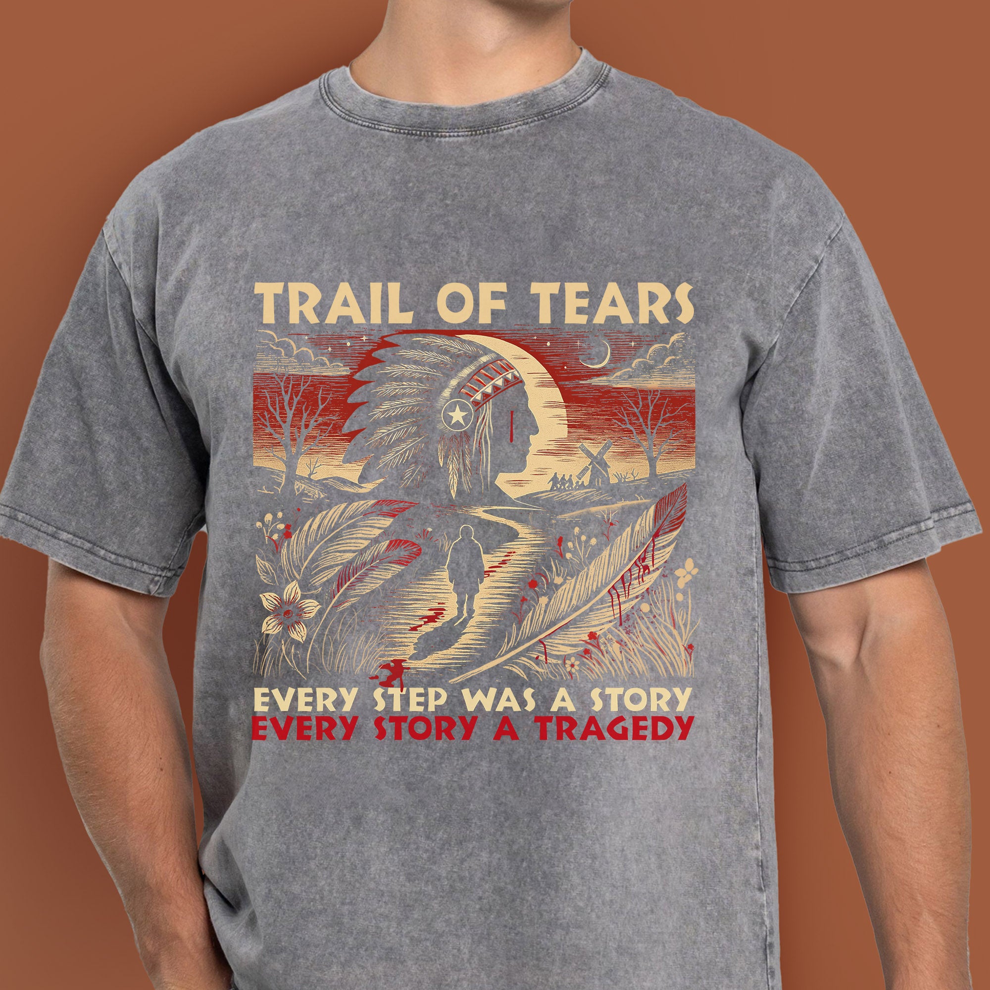 Trail of Tears T-Shirt – Powerful Native American Tribute Unisex Mineral Washed T-Shirt