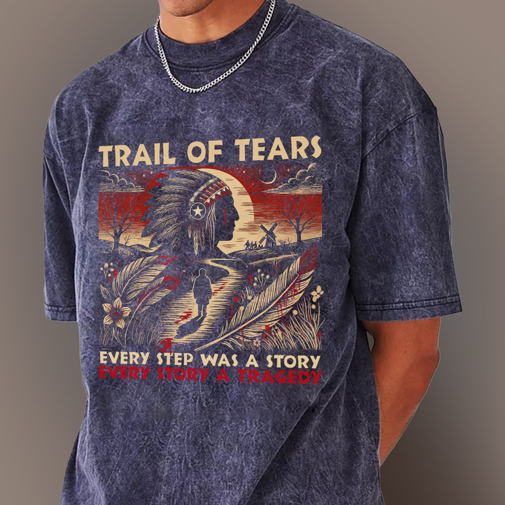 Trail of Tears T-Shirt – Powerful Native American Tribute Unisex Mineral Washed T-Shirt