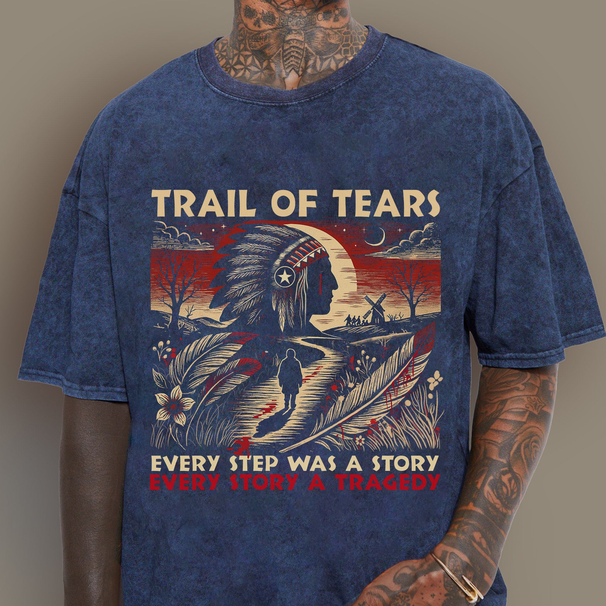 Trail of Tears T-Shirt – Powerful Native American Tribute Unisex Mineral Washed T-Shirt