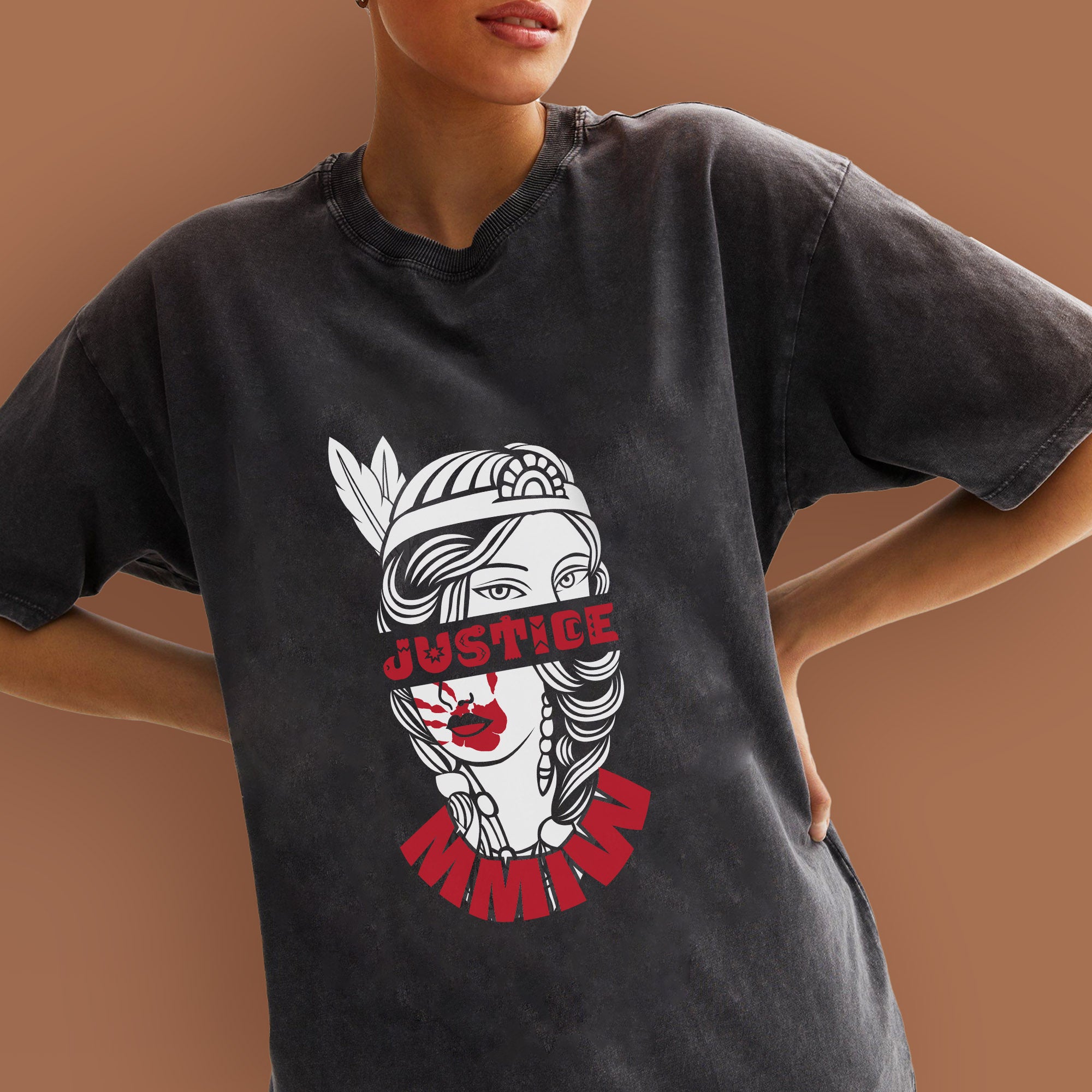 Justice For MMIW Native American Awareness – MMIW Unisex Mineral Washed T-Shirt