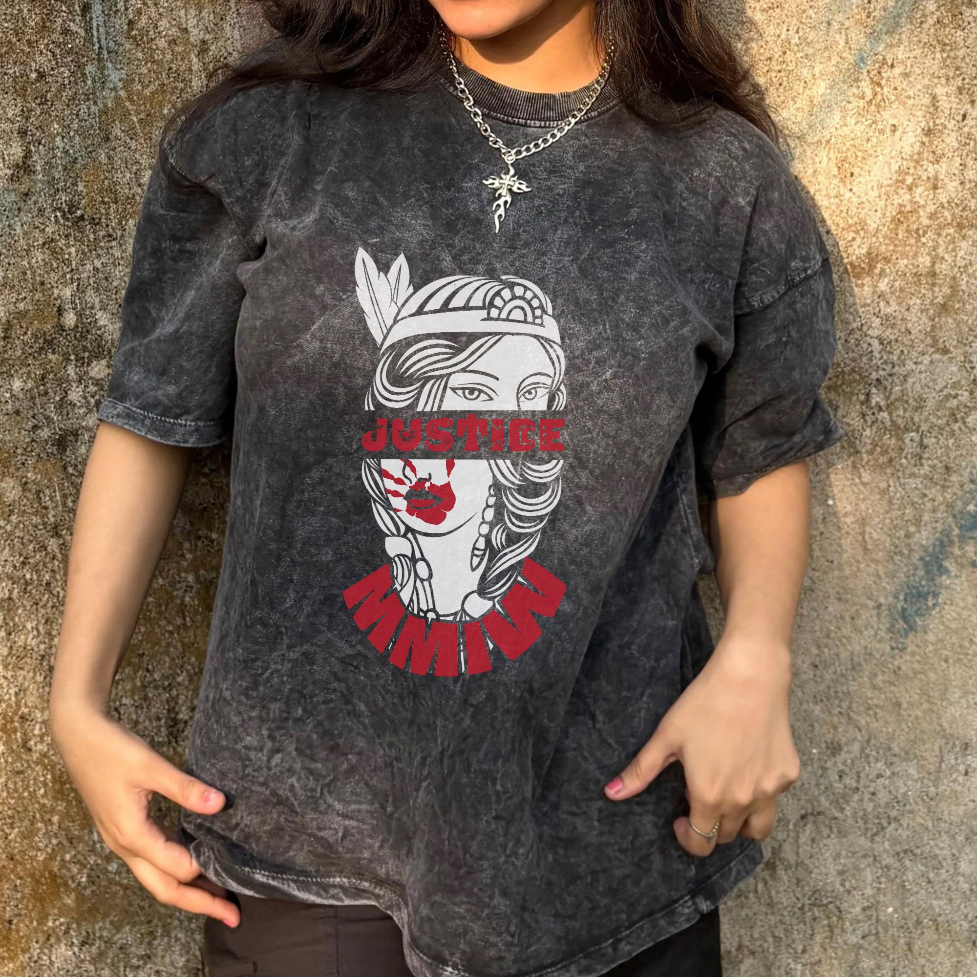 Justice For MMIW Native American Awareness – MMIW Unisex Mineral Washed T-Shirt