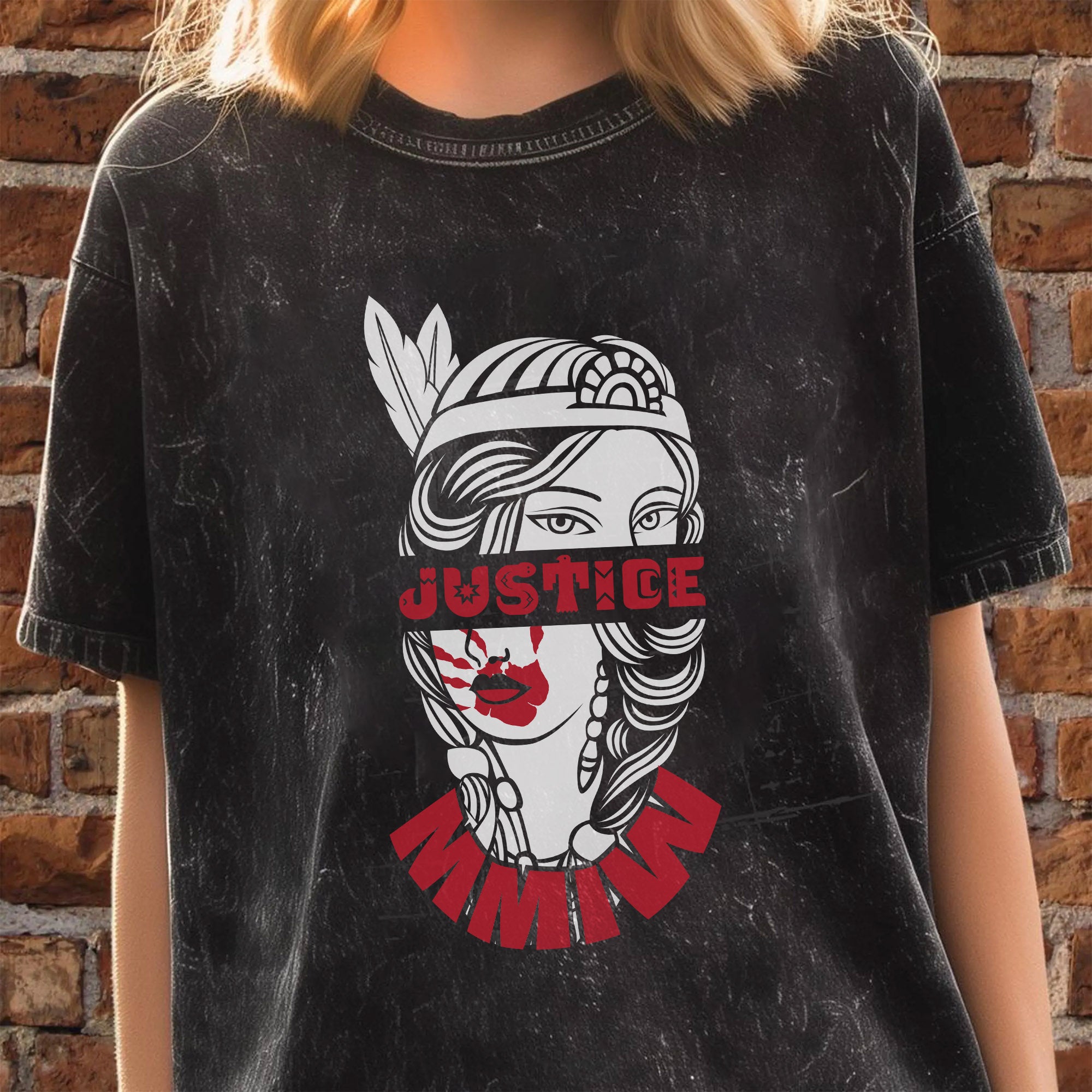 Justice For MMIW Native American Awareness – MMIW Unisex Mineral Washed T-Shirt