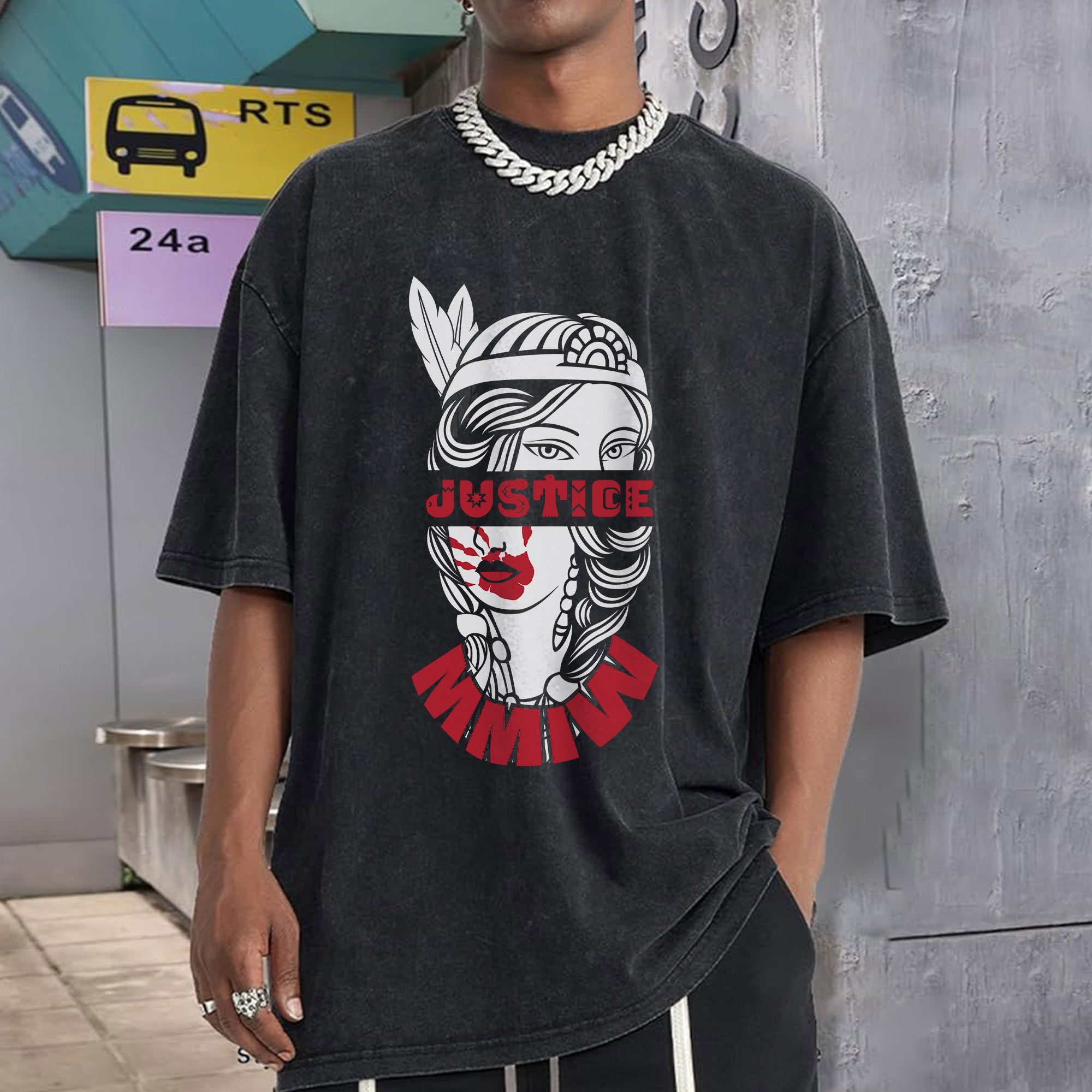 Justice For MMIW Native American Awareness – MMIW Unisex Mineral Washed T-Shirt