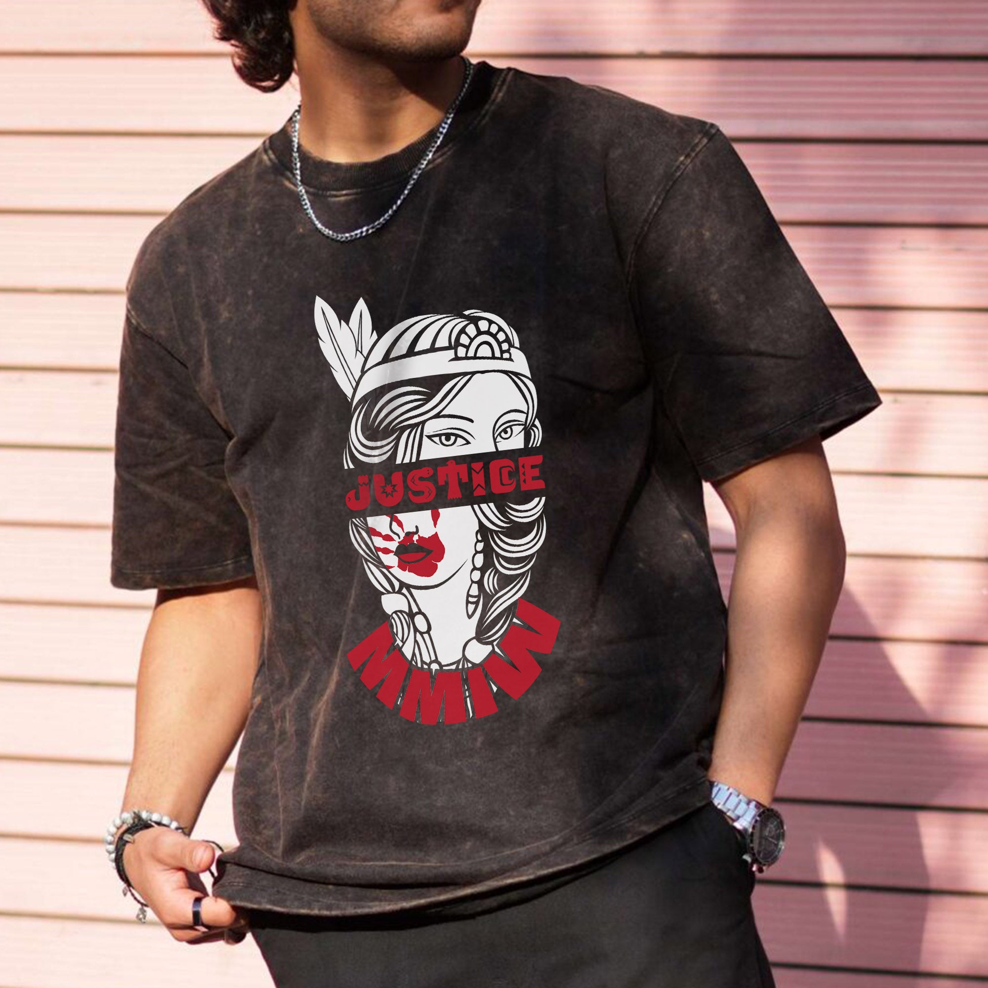 Justice For MMIW Native American Awareness – MMIW Unisex Mineral Washed T-Shirt