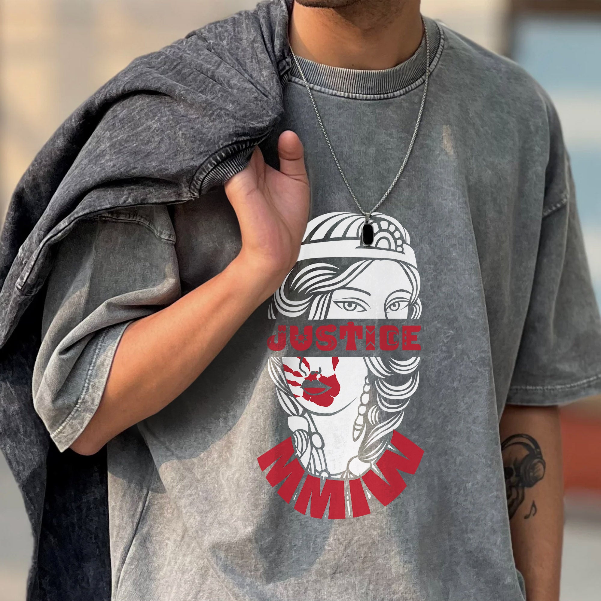 Justice For MMIW Native American Awareness – MMIW Unisex Mineral Washed T-Shirt