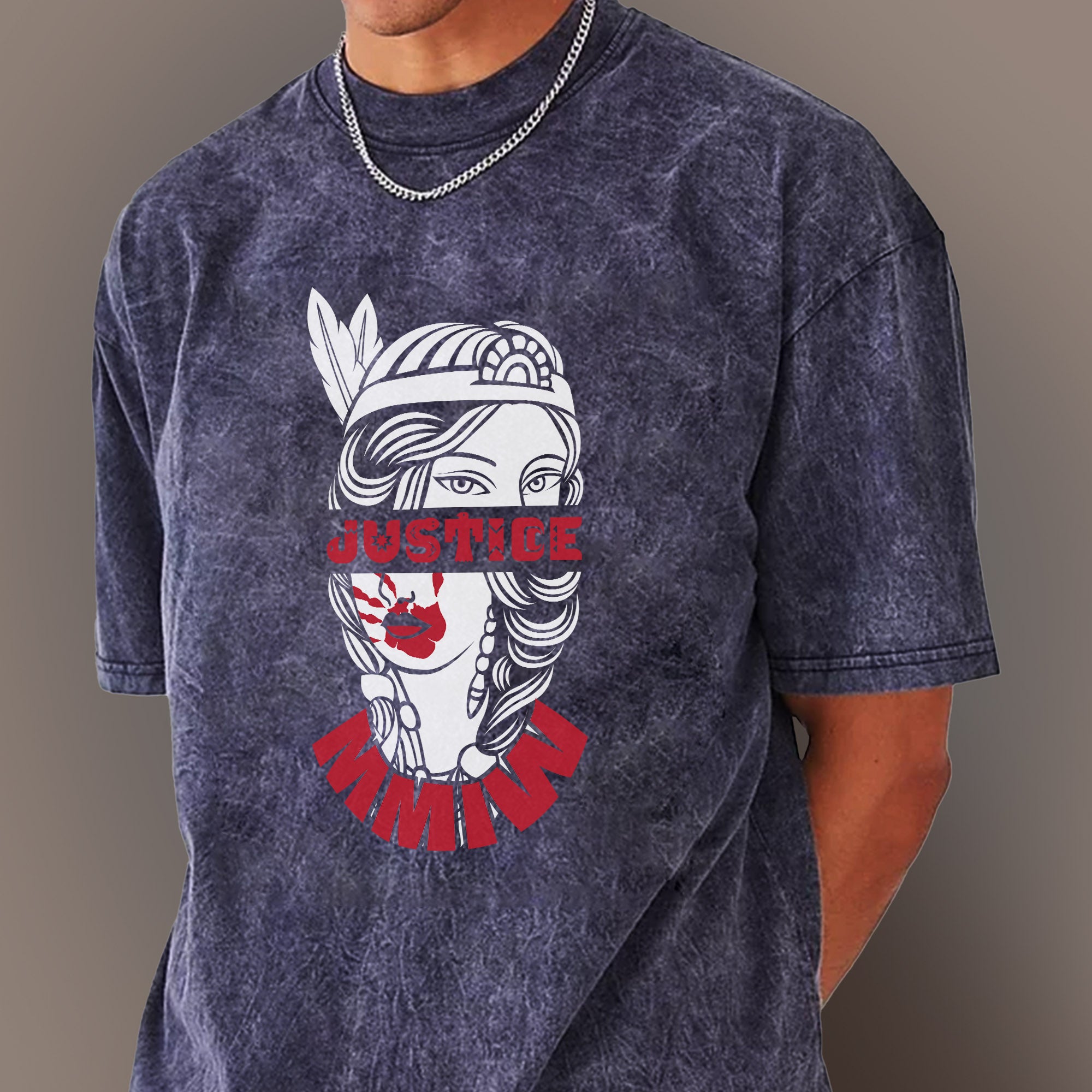 Justice For MMIW Native American Awareness – MMIW Unisex Mineral Washed T-Shirt