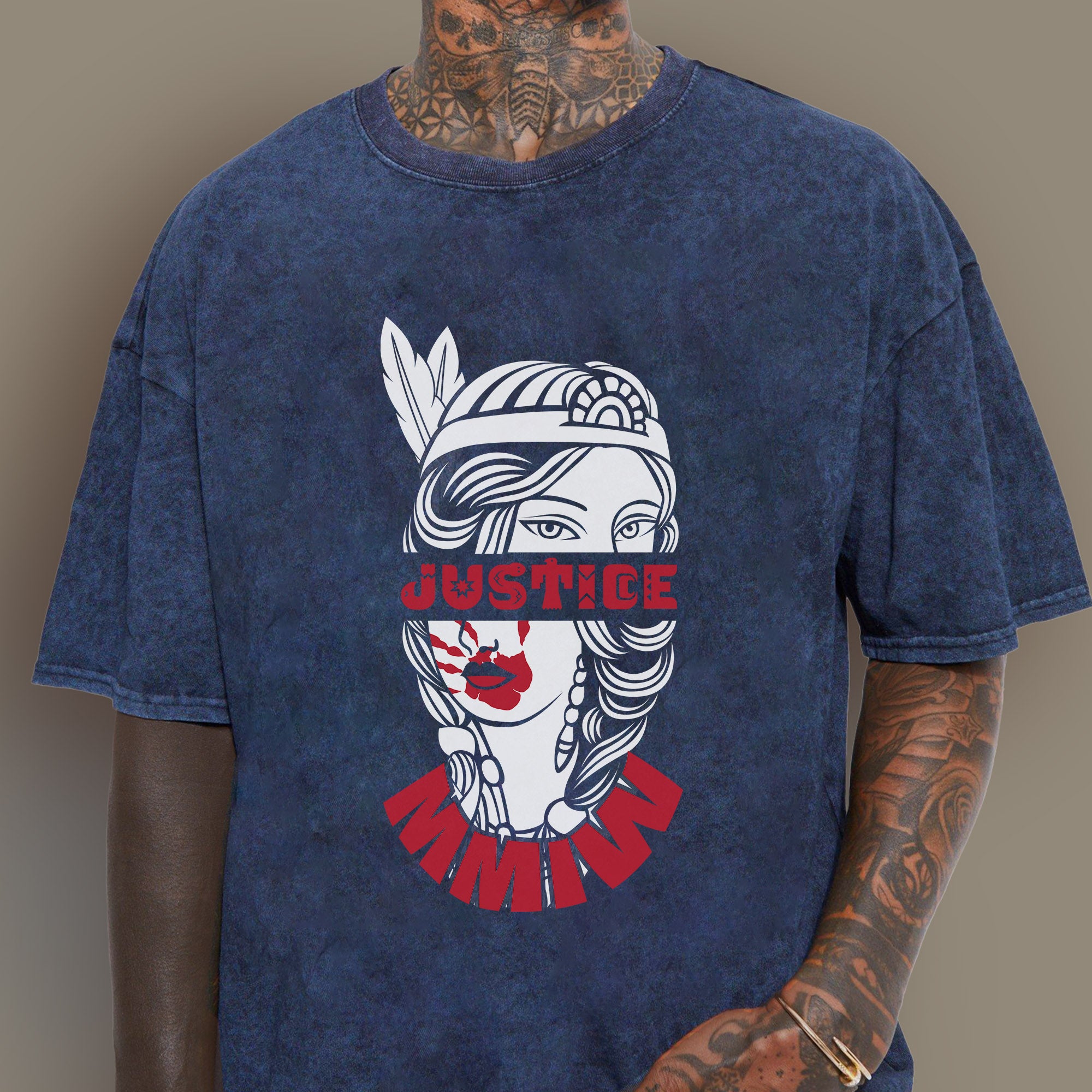 Justice For MMIW Native American Awareness – MMIW Unisex Mineral Washed T-Shirt