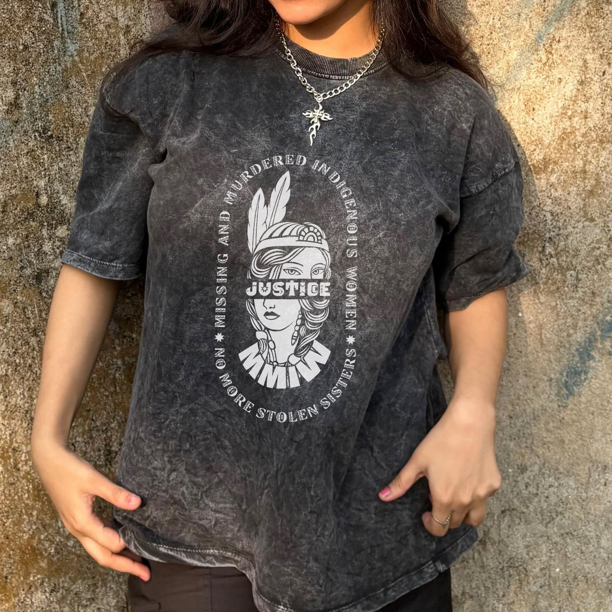 No More Stolen Sisters MMIW Unisex Mineral Washed T-Shirt
