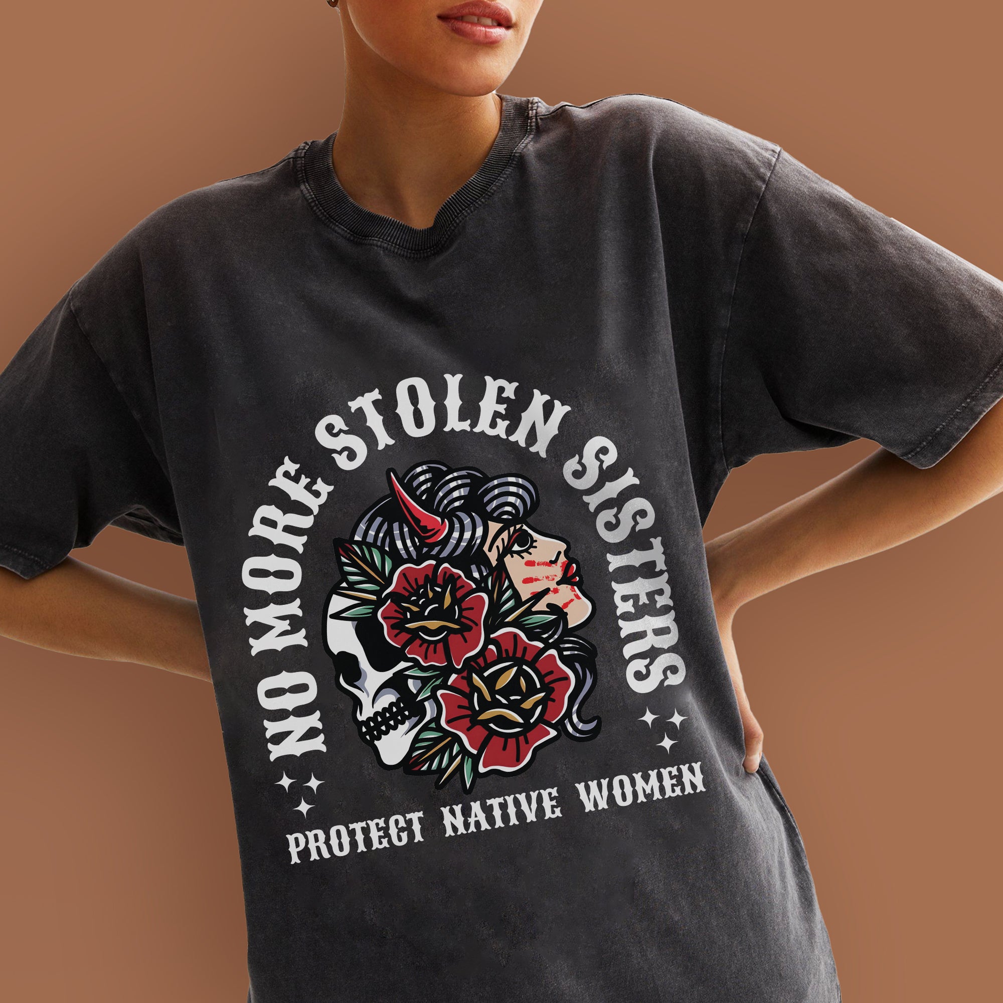 No More Stolen Sisters Protect Native Women Unisex Mineral Washed T-Shirt
