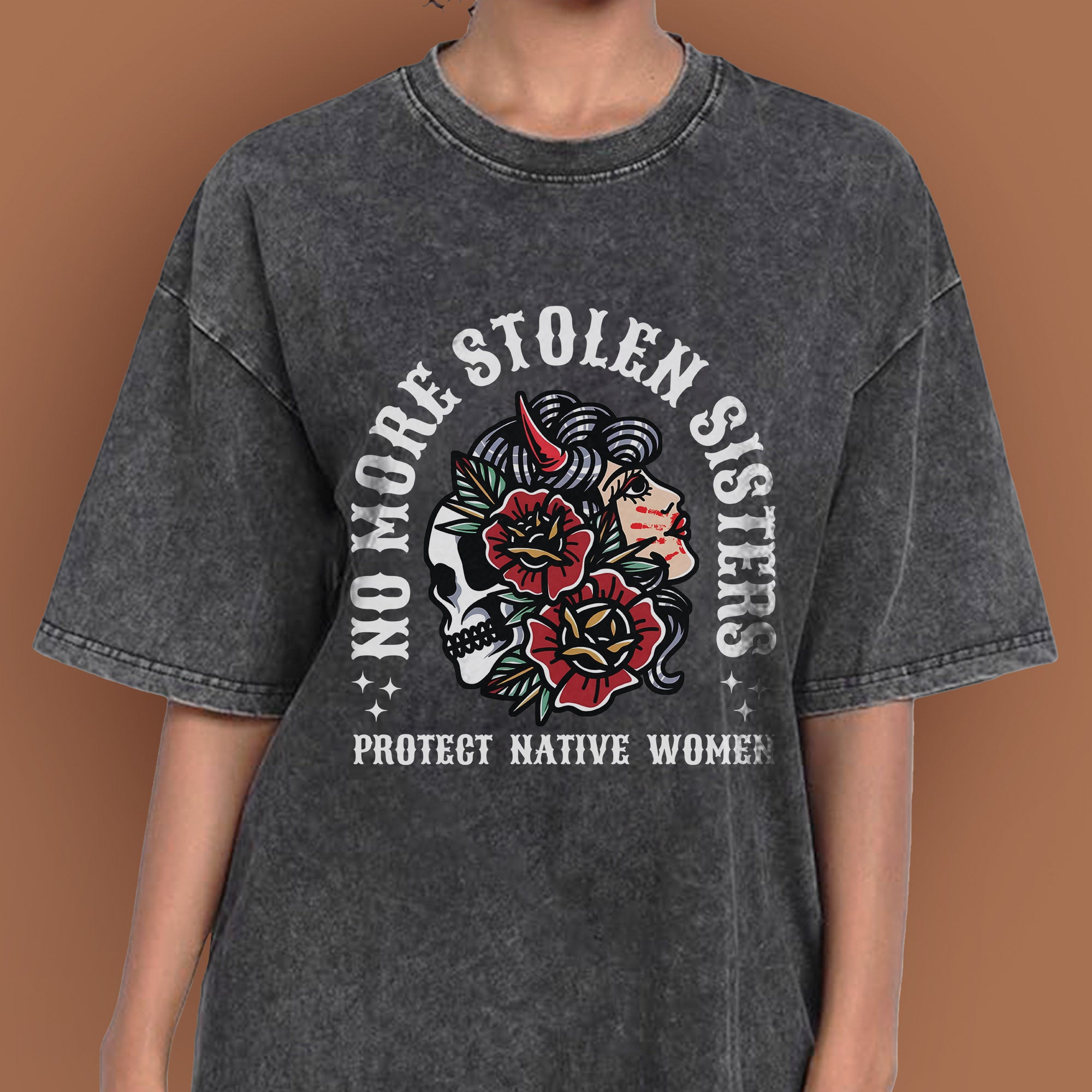 No More Stolen Sisters Protect Native Women Unisex Mineral Washed T-Shirt