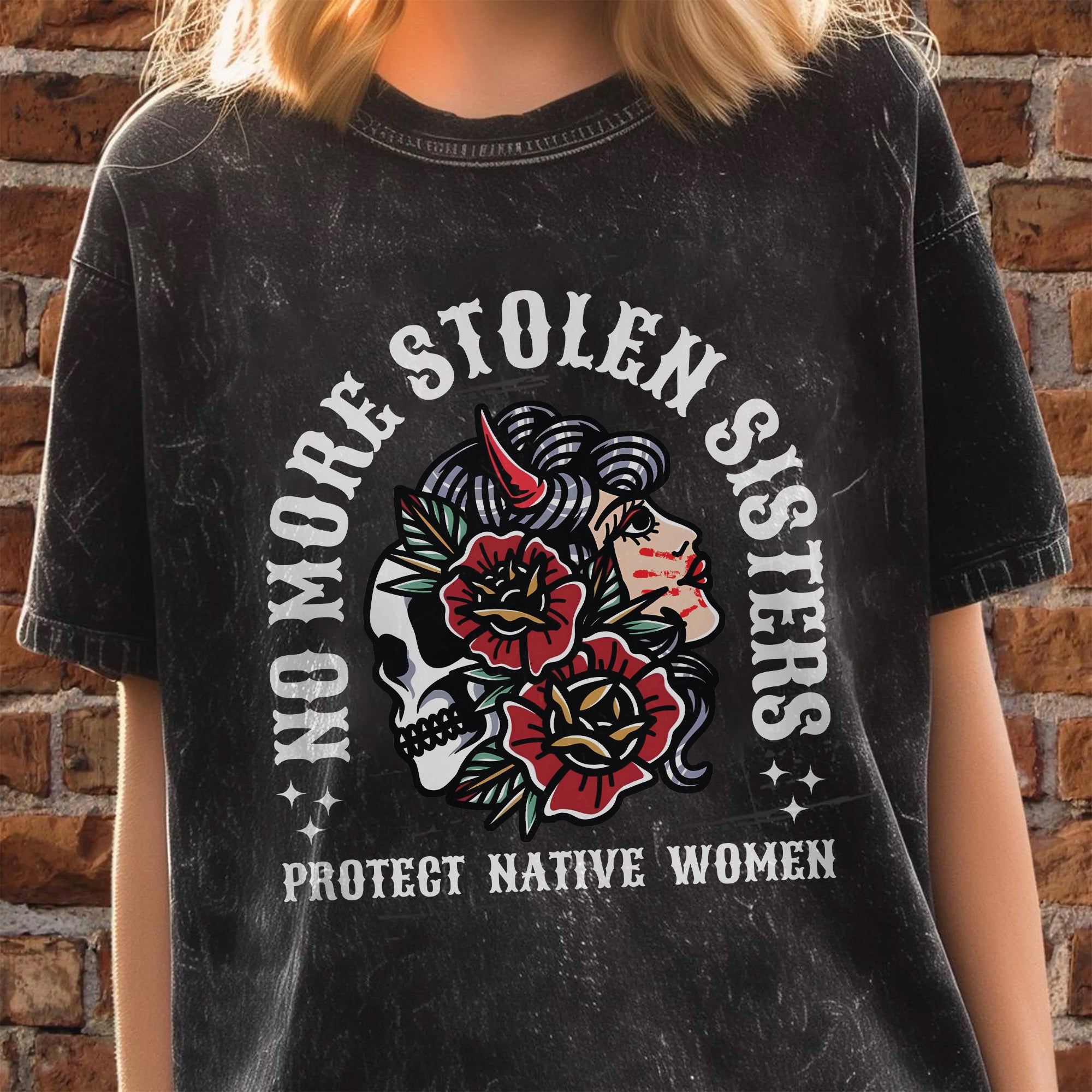 No More Stolen Sisters Protect Native Women Unisex Mineral Washed T-Shirt