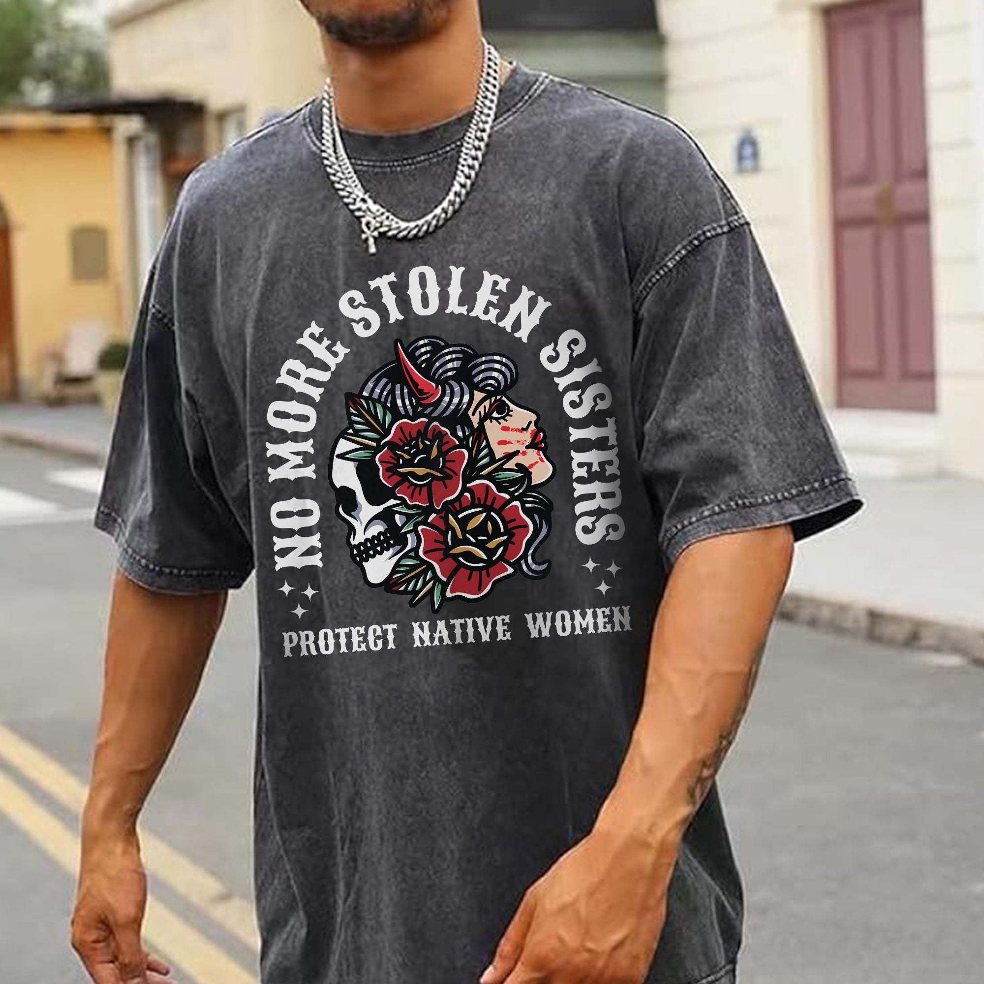 No More Stolen Sisters Protect Native Women Unisex Mineral Washed T-Shirt