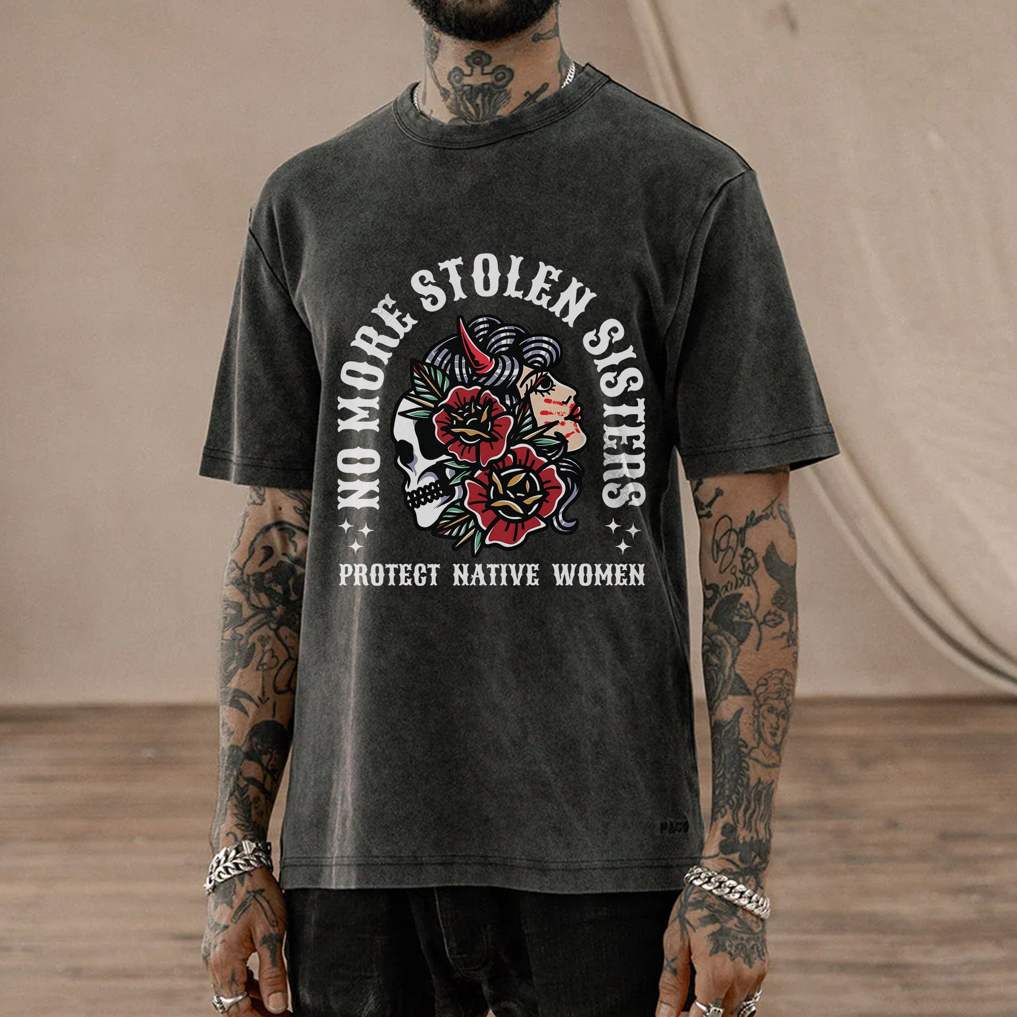 No More Stolen Sisters Protect Native Women Unisex Mineral Washed T-Shirt