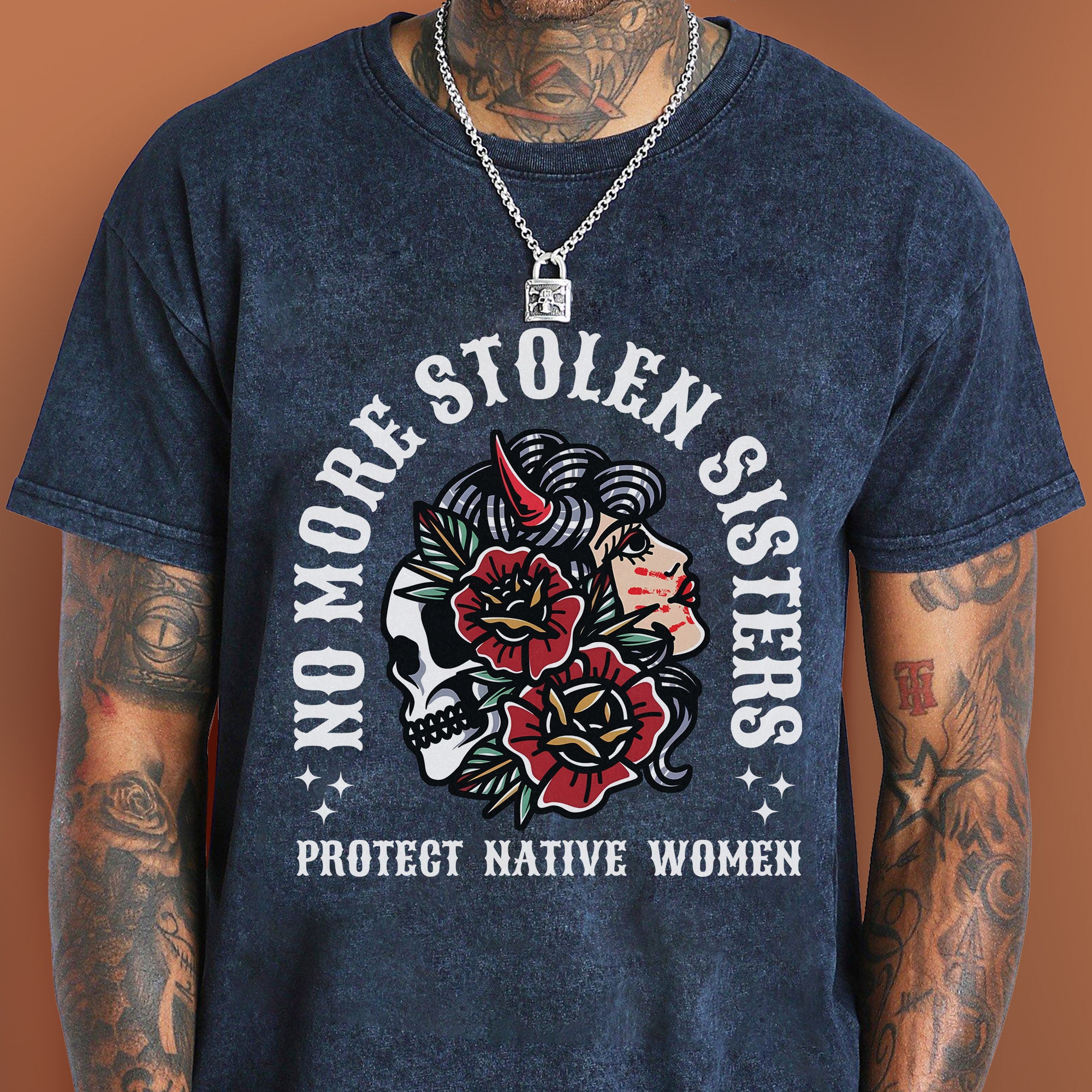 No More Stolen Sisters Protect Native Women Unisex Mineral Washed T-Shirt