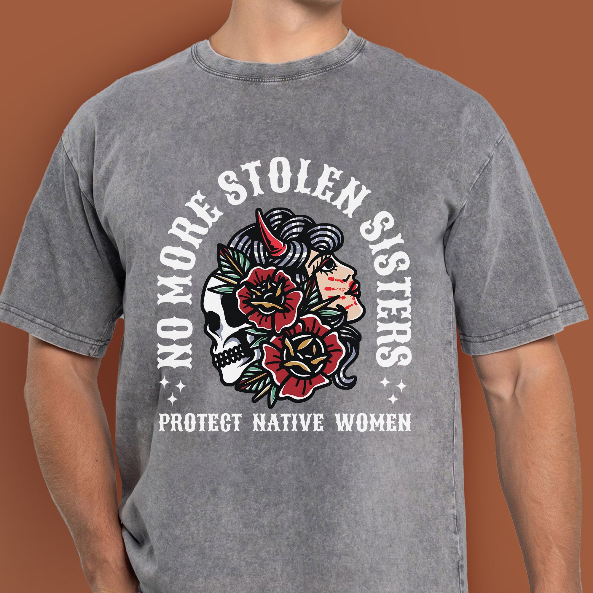 No More Stolen Sisters Protect Native Women Unisex Mineral Washed T-Shirt