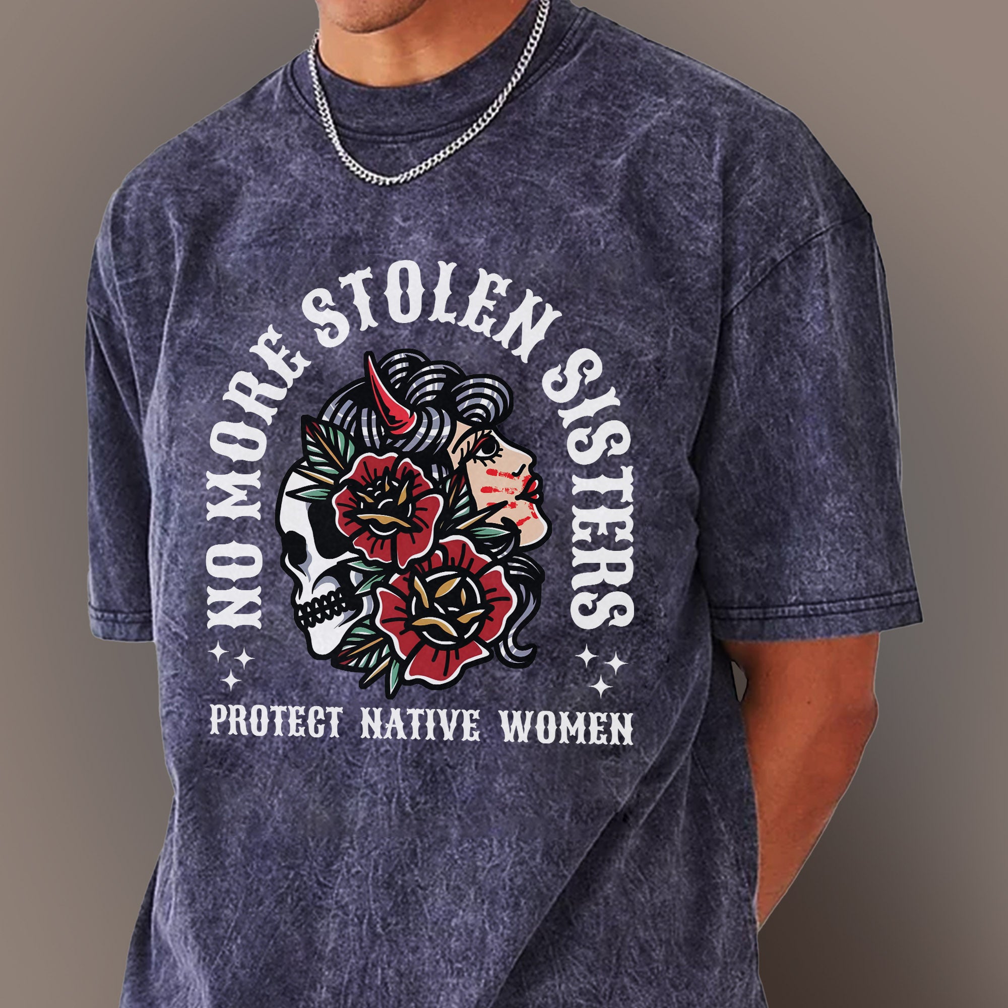No More Stolen Sisters Protect Native Women Unisex Mineral Washed T-Shirt