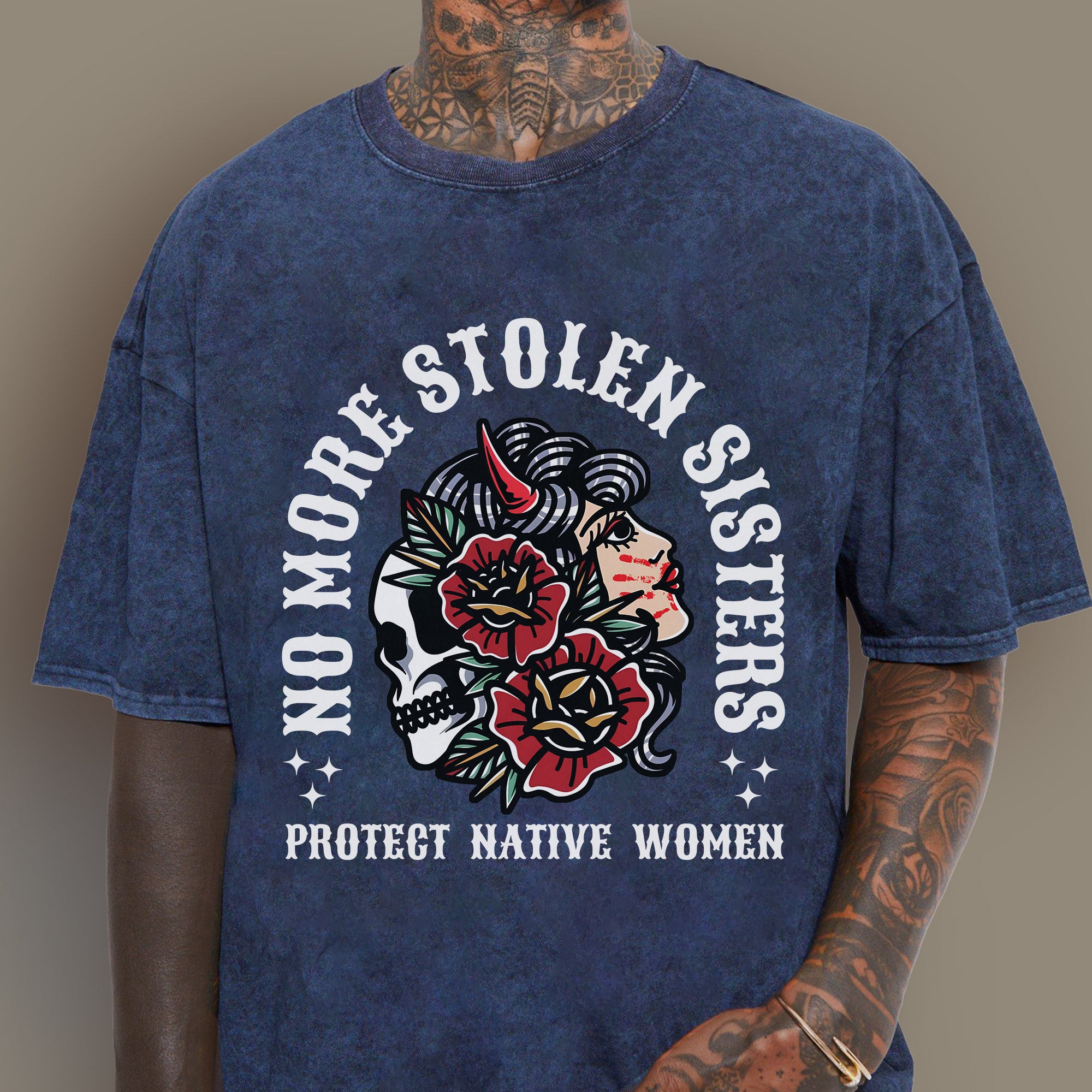 No More Stolen Sisters Protect Native Women Unisex Mineral Washed T-Shirt