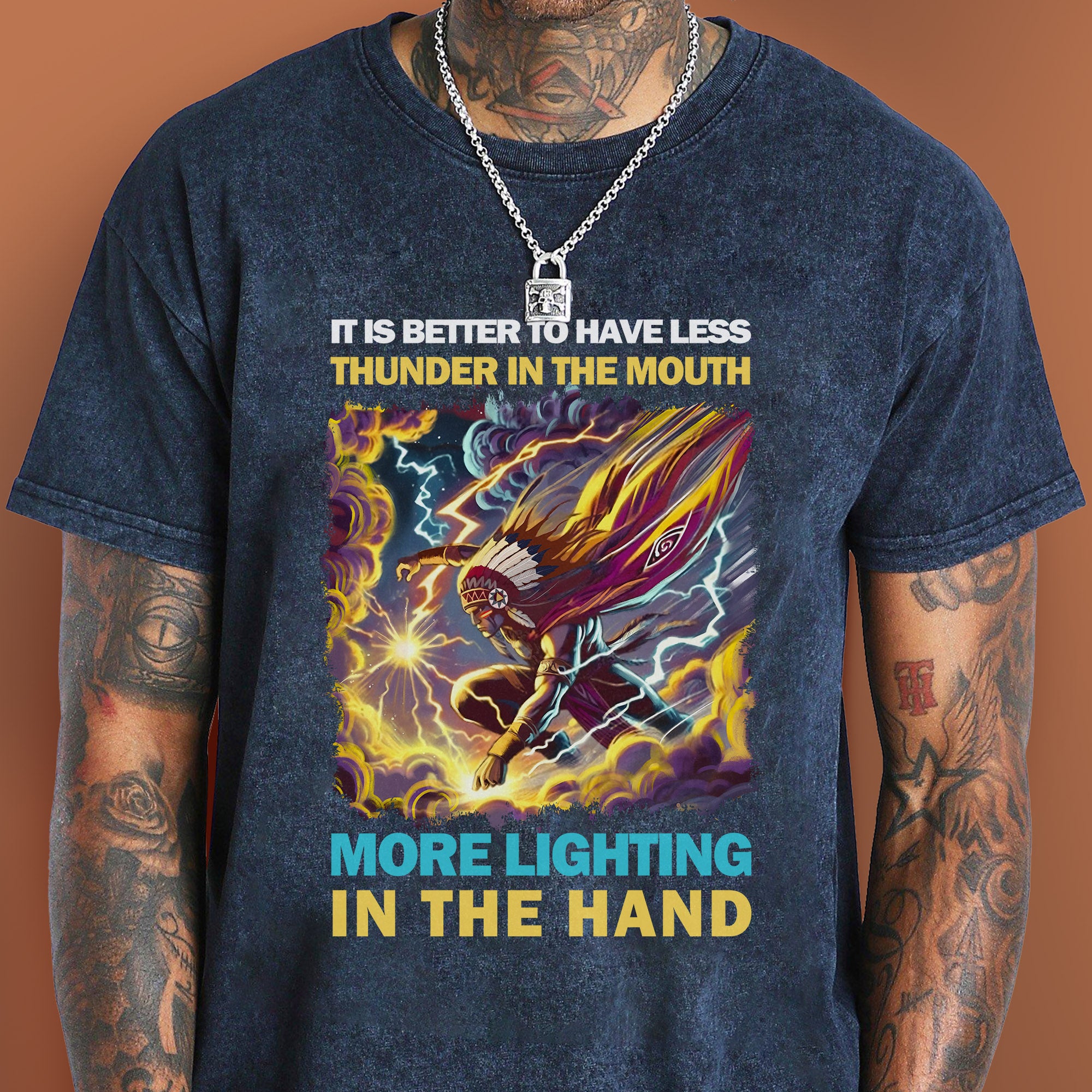It Is Better To Have Less Thunder In The Mouth More Lighting In The Hand Unisex Mineral Washed T-Shirt Style 2