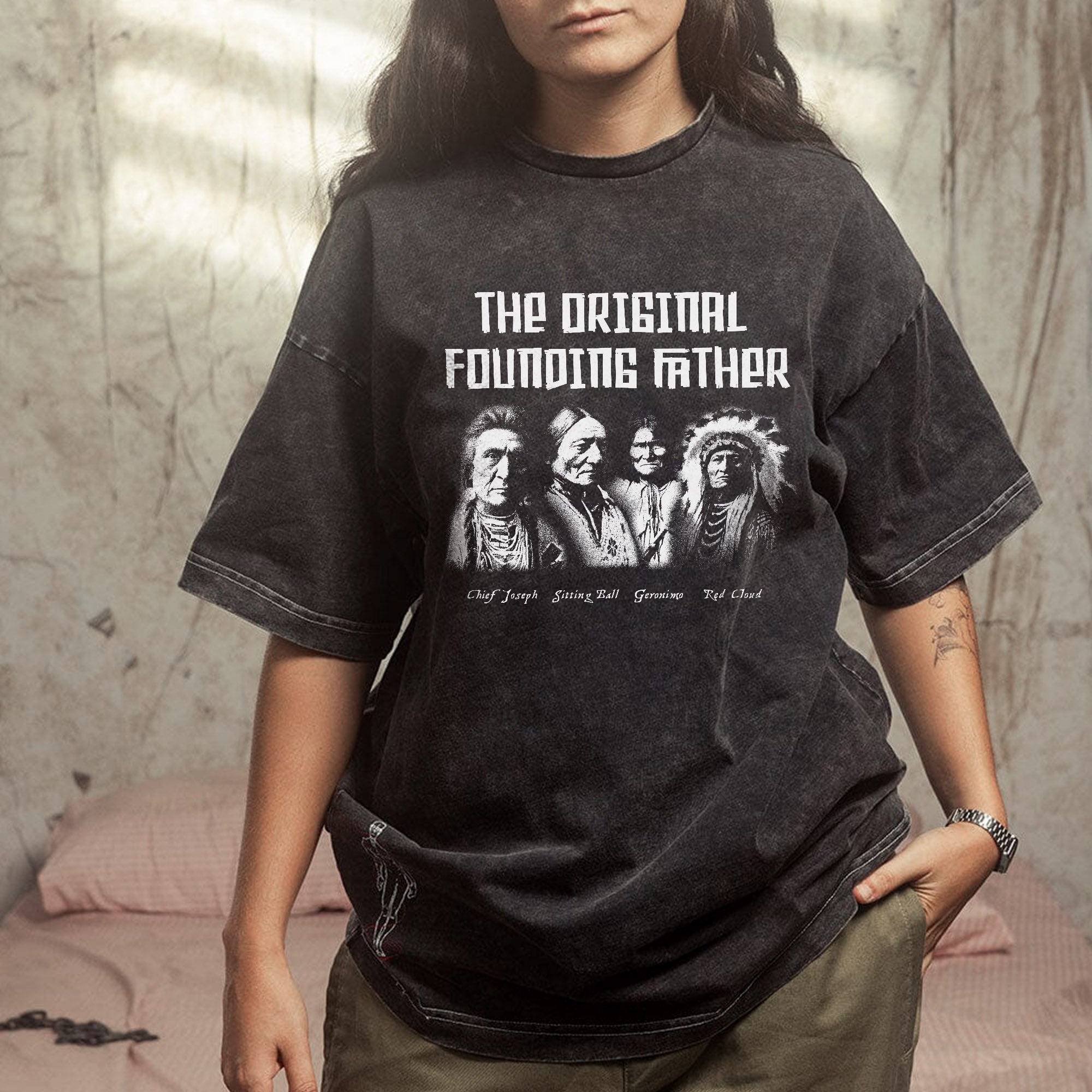 The Original Founding Father Native American Leaders Chief Unisex Mineral Washed T-Shirt