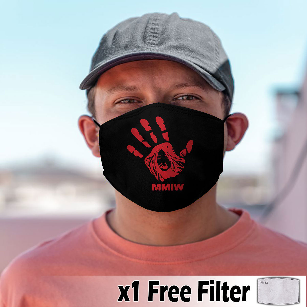 Face Mask Bandana Red Hand - Justice For Missing And Murdered Indigenous Women WC01