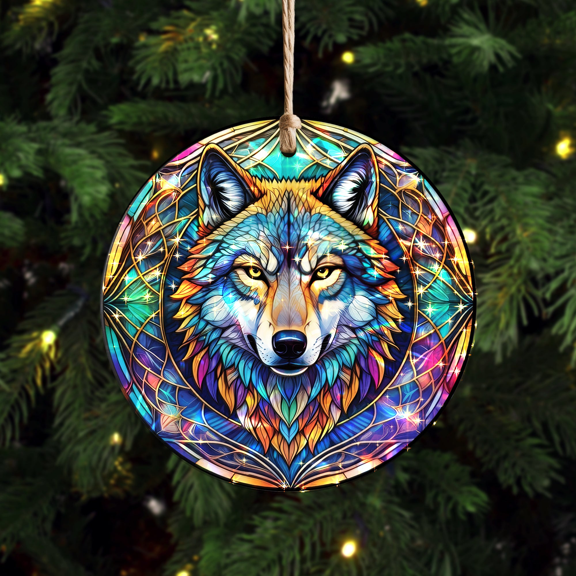 Mystic Wolf Native American Unique Christmas Gift Decor Flat Hologram Acrylic