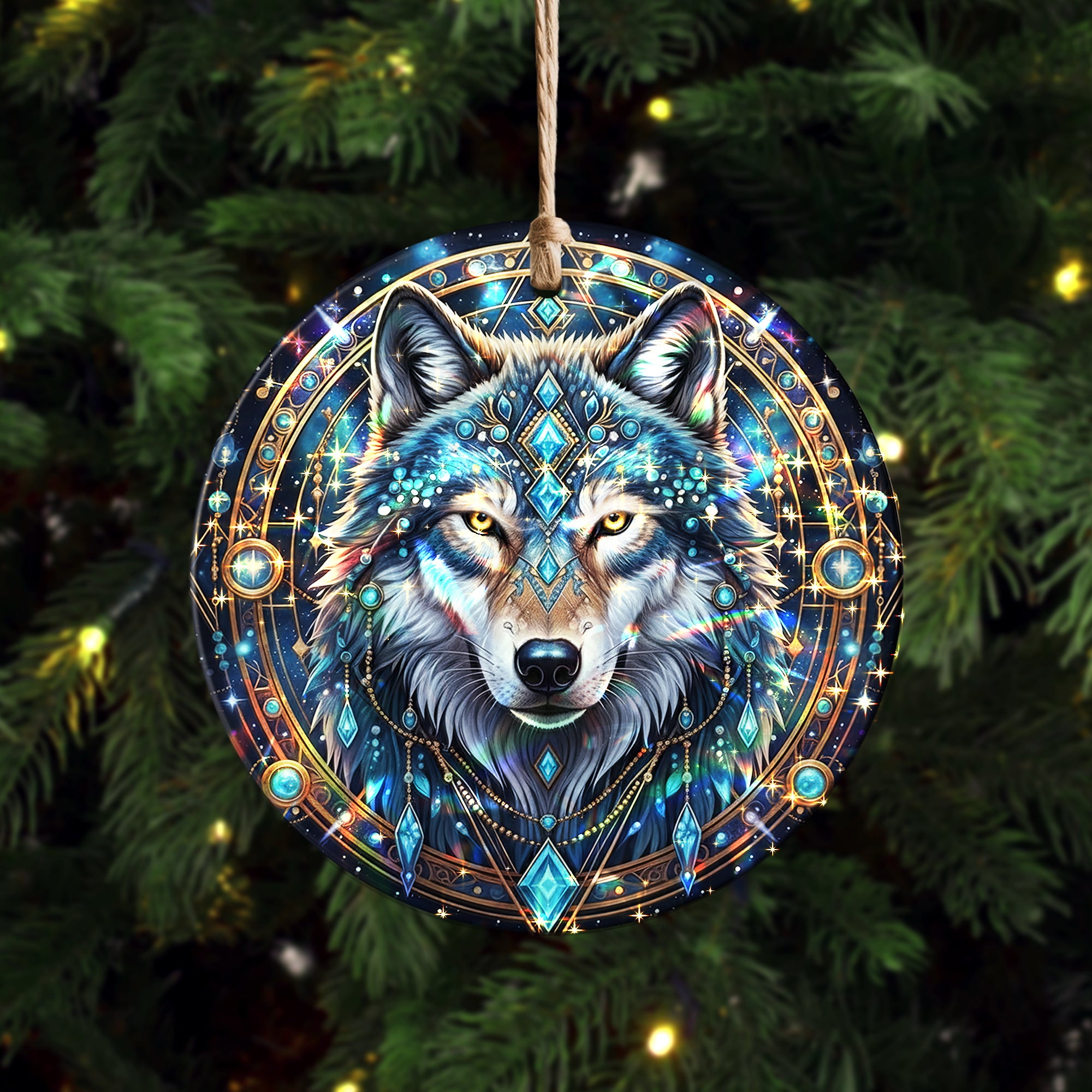Mystic Wolf Native American Unique Christmas Gift Decor Flat Hologram Acrylic